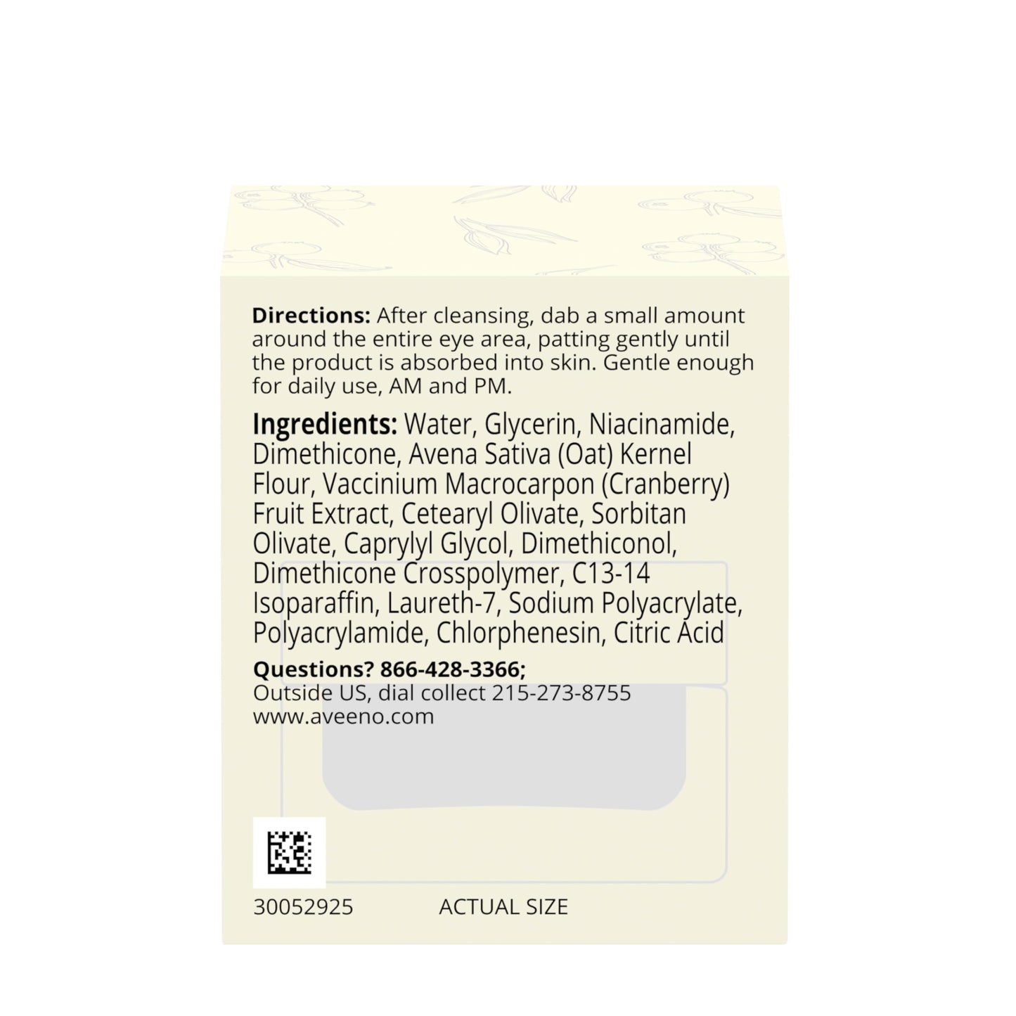 Aveeno Calm and Restore Age Renewal Eye Gel – Fragrance-Free, Oat & Cranberry, 0.5 oz