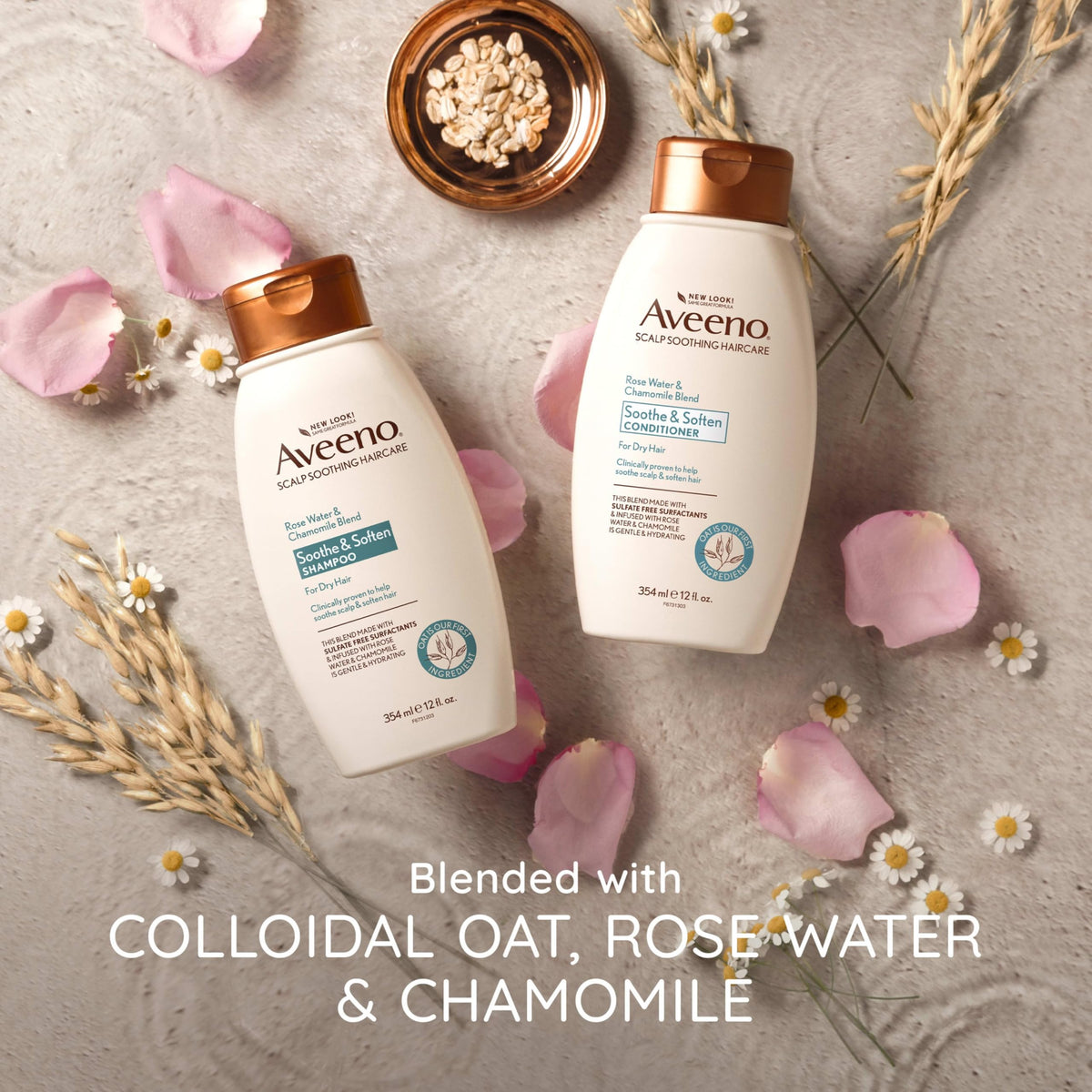 Aveeno Rose Water & Chamomile Shampoo for Dry Hair β Hydrating & Gentle