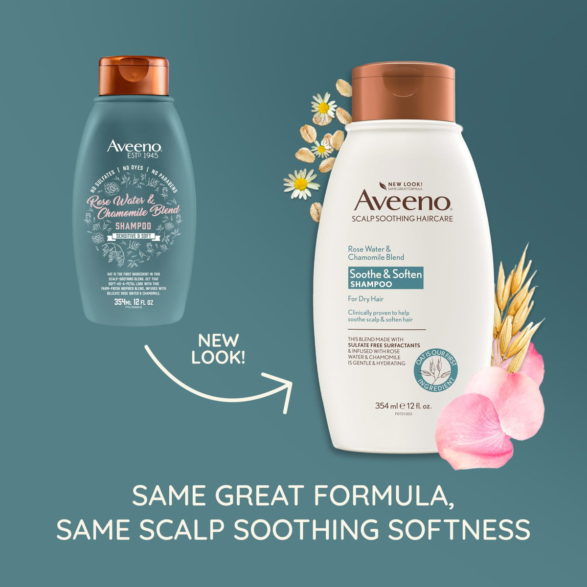 Aveeno Rose Water & Chamomile Shampoo for Dry Hair β Hydrating & Gentle