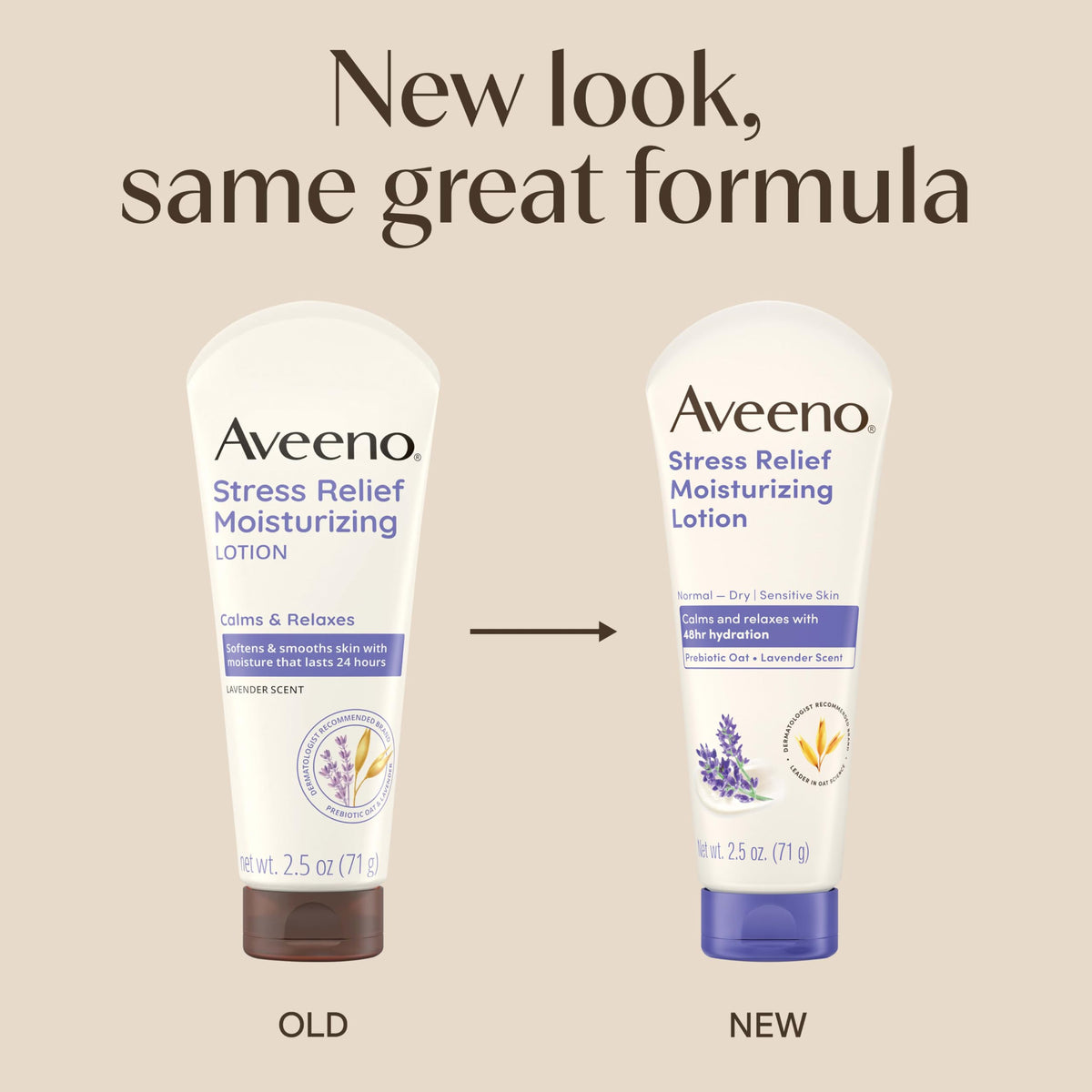 Aveeno Stress Relief Moisturizing Lotion with Lavender and Prebiotic Oat — 2.5 fl oz Travel Size, 12 Pack