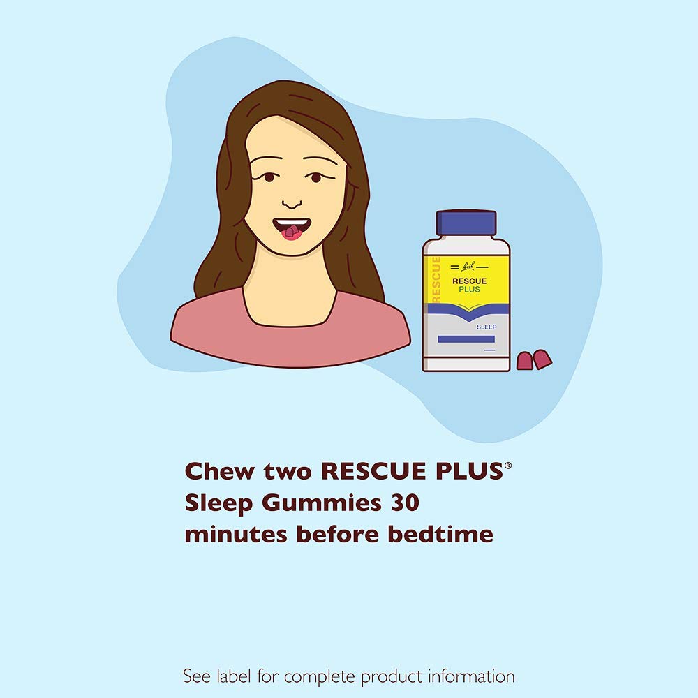 Bach RESCUE PLUS Melatonin Sleep Gummies – Strawberry, Vegan, Gluten-Free (60 Count)