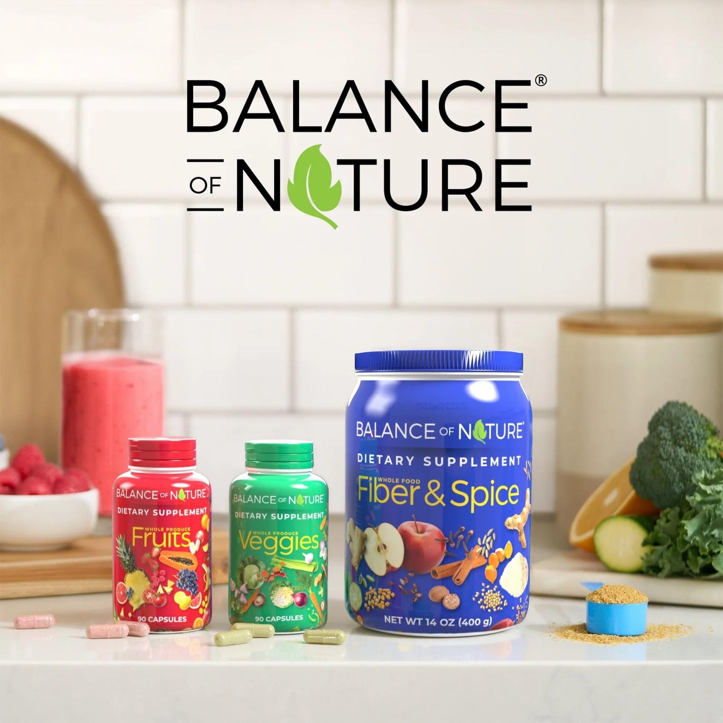 Balance of Nature Fruits & Veggies Bundle – 90 Capsules, 3 Sets (Gluten-Free, Vegan) | Whole Food Plant-Based