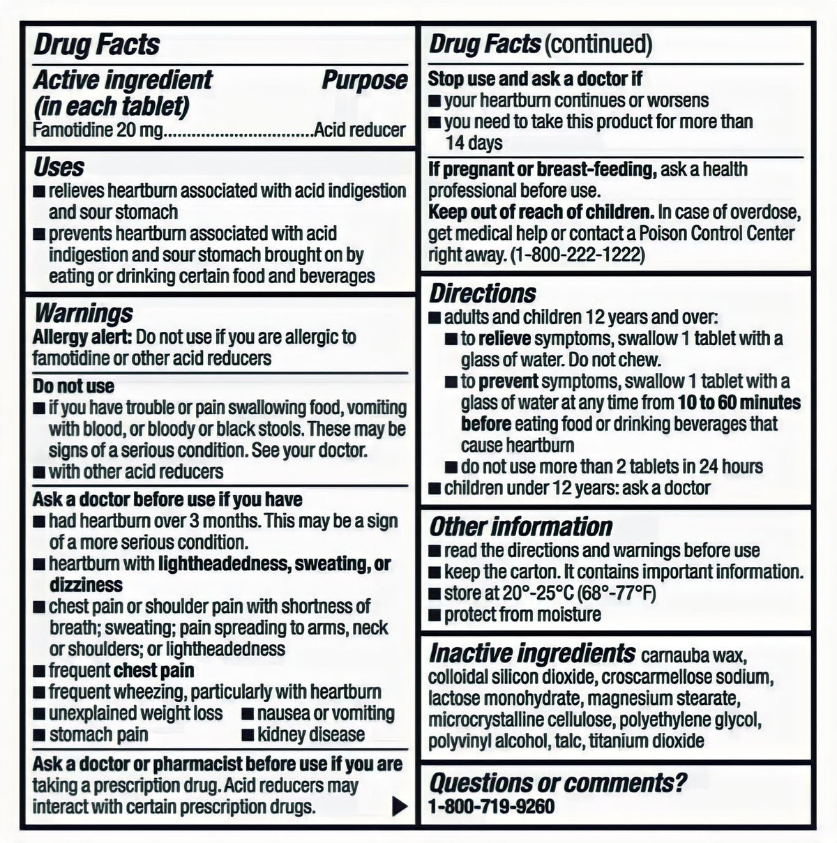 berkley jensen Maximum Strength Famotidine 20 mg - 200 Count | Acid Reducer Tablets for Heartburn Relief