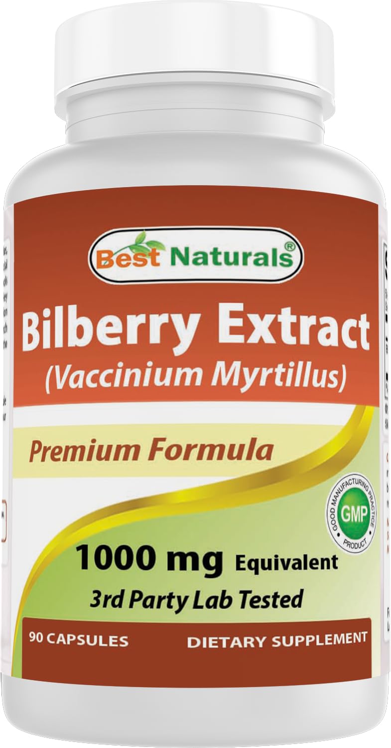 Best Naturals Bilberry Extract 1000mg Capsule (Non-GMO) Supports Healthy Vision, 90 Count