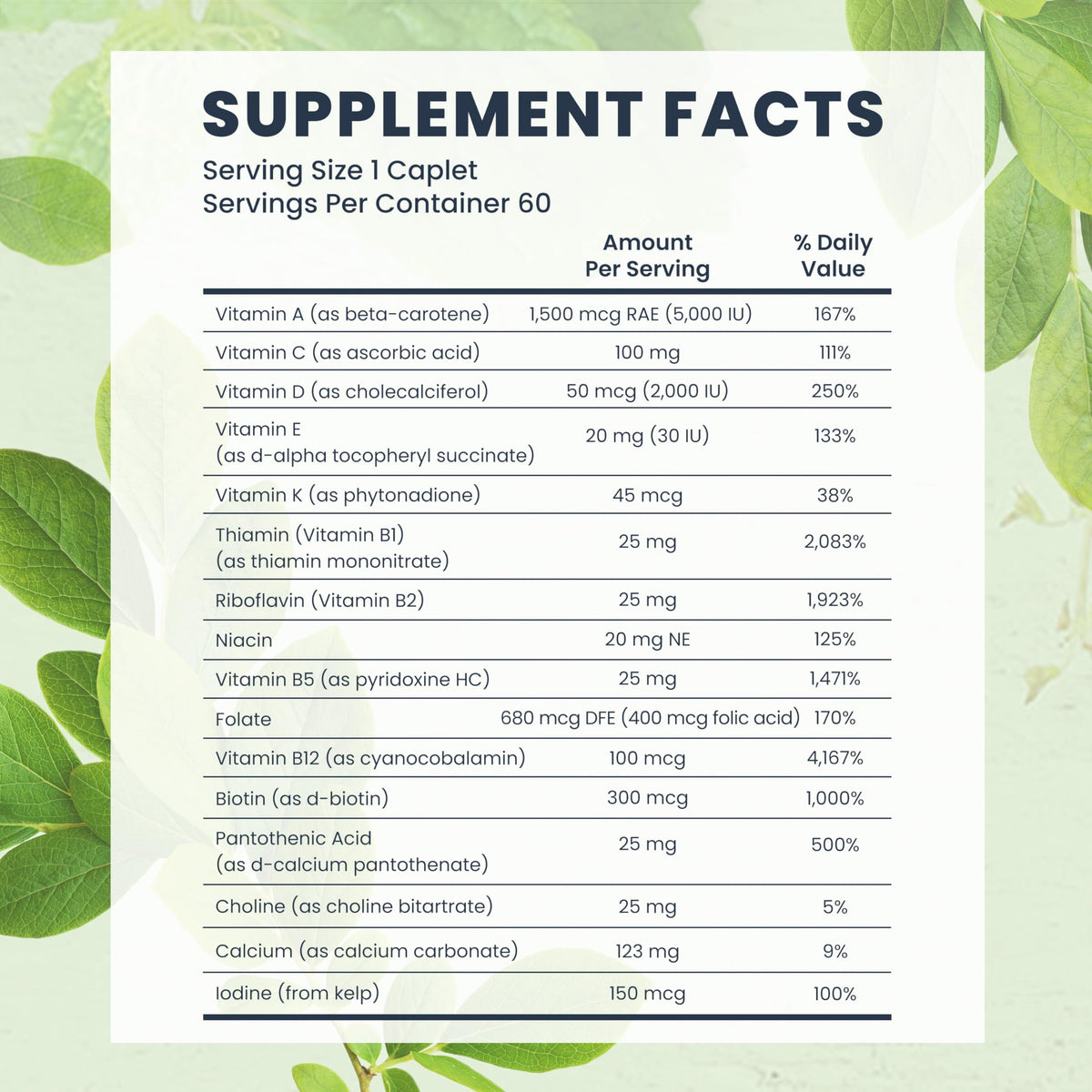 Bio-Tech Pharmacal Essential Multivitamin - Mineral Blend Dietary Supplement with Vitamins A-K