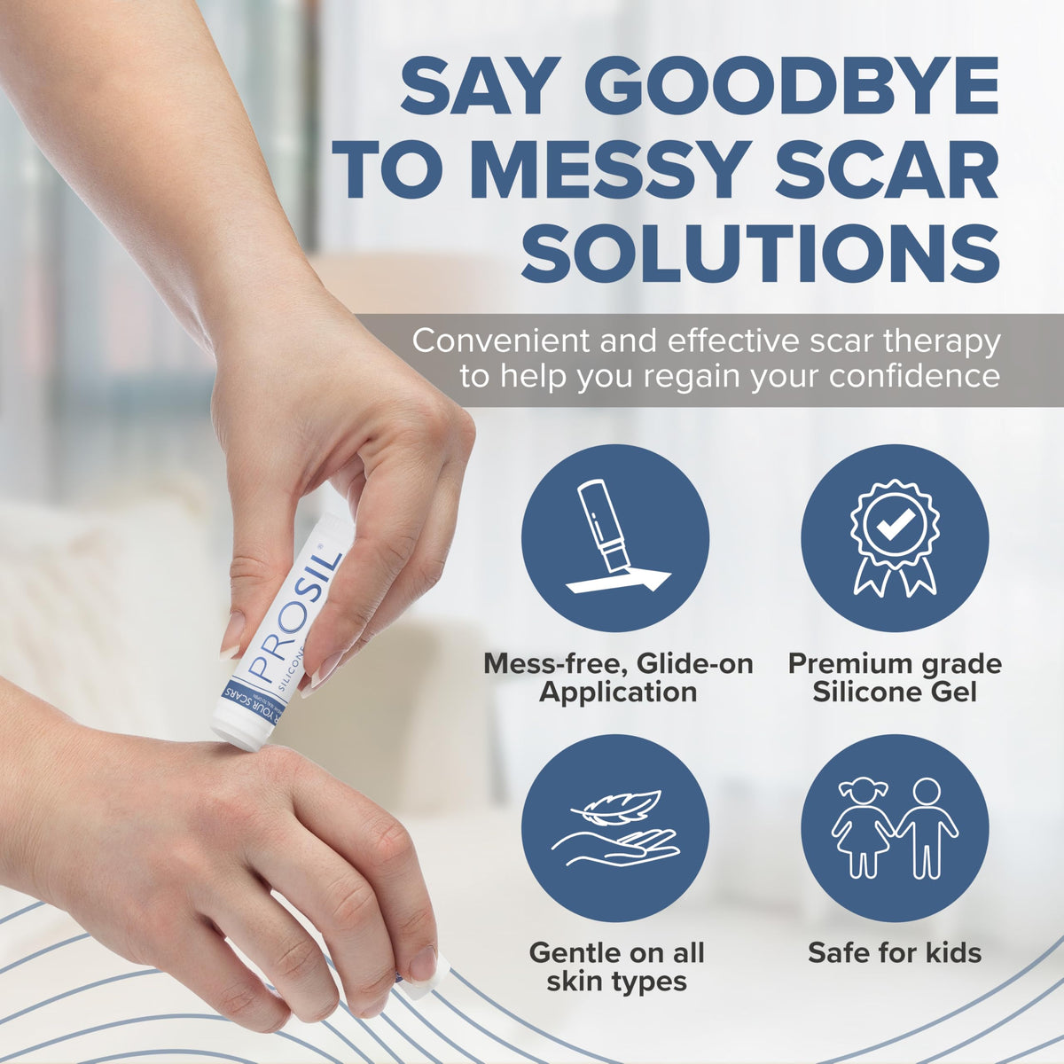 BIODERMIS ProSIL Silicone Scar Stick β Non-Invasive Scar Gel for Surgical, Acne & Burn Scars (17g)