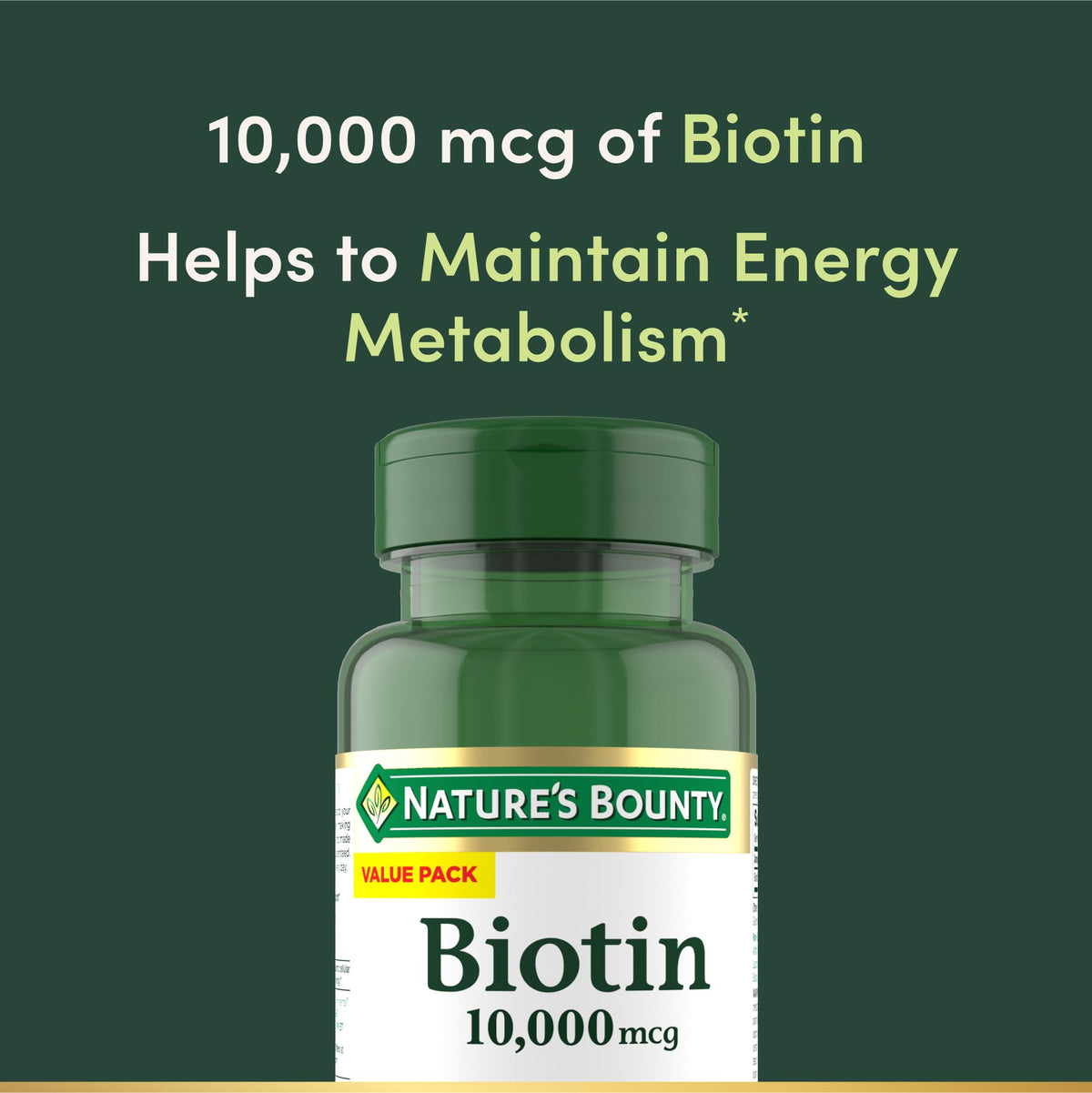Nature's Bounty Biotin 10,000 mcg | للشعر والبشرة والأظافر | كبسولات هلامية سريعة الإطلاق 180 كبسولة