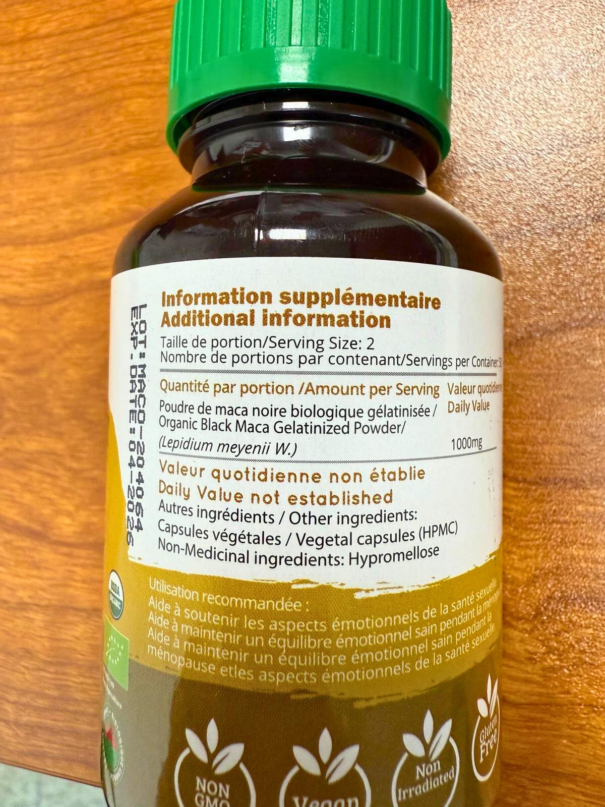 Black Maca Root Capsules β Organic Vegan, 1500mg per Serving | Men's Health