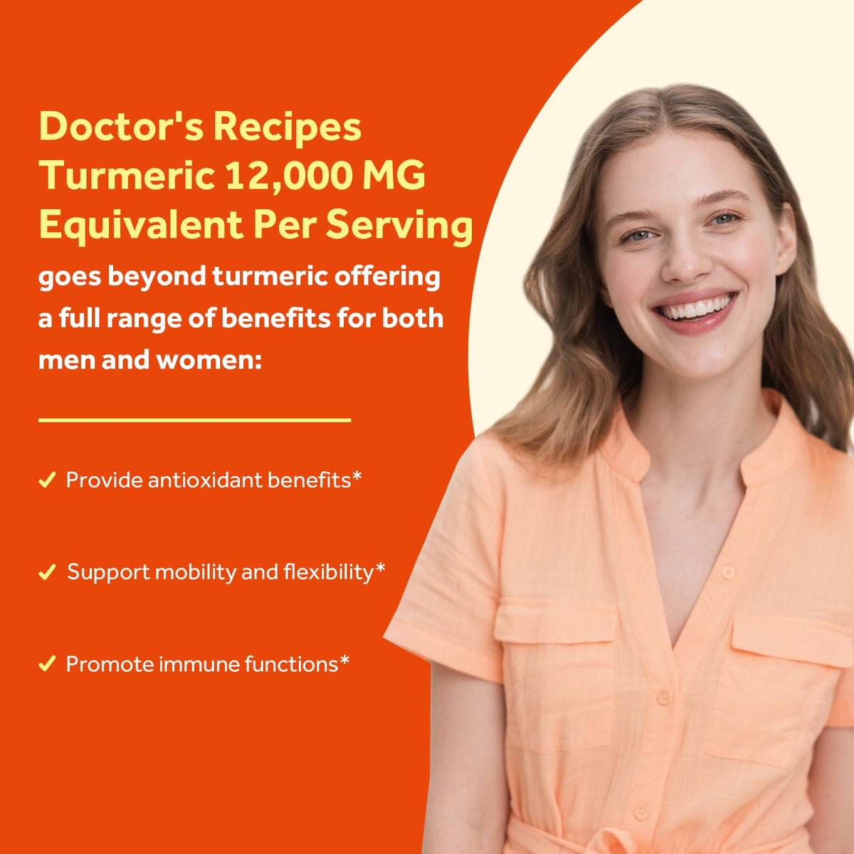 Doctor's Recipes Turmeric Curcumin 12,000 mg | High Potency with Black Pepper, 95% Curcuminoids β 60 Caps