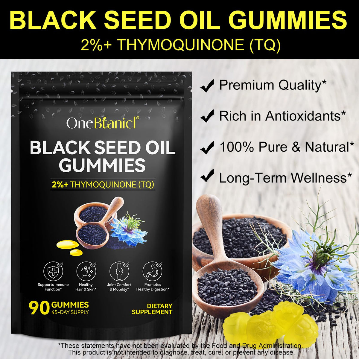 Black Seed Oil Gummies 90ct β 100% Black Seed Oil, Immune & Wellness Support