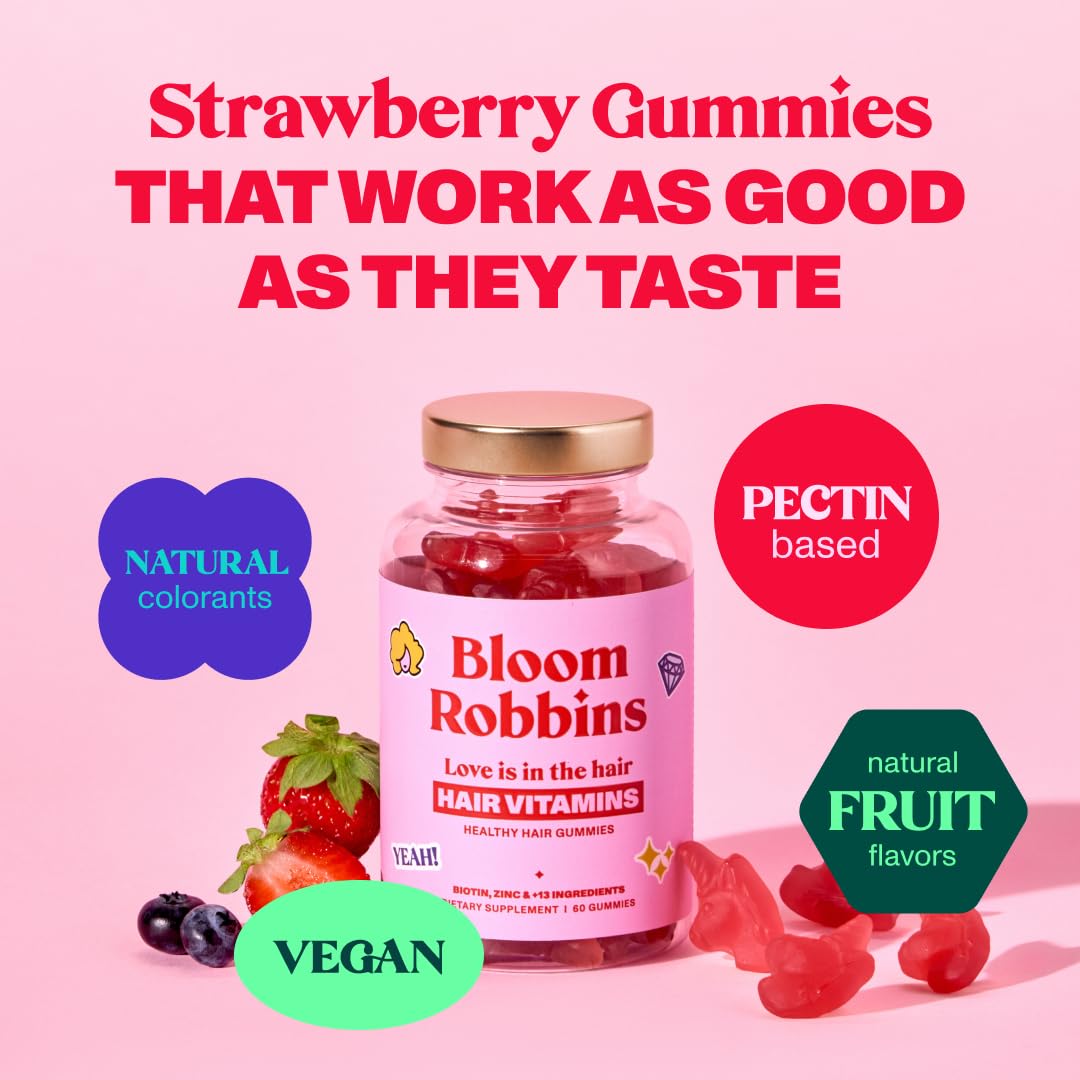 Bloom Robbins 60 Hair Gummies β Faster Hair Growth Vitamins for Women, 5000 mcg Biotin