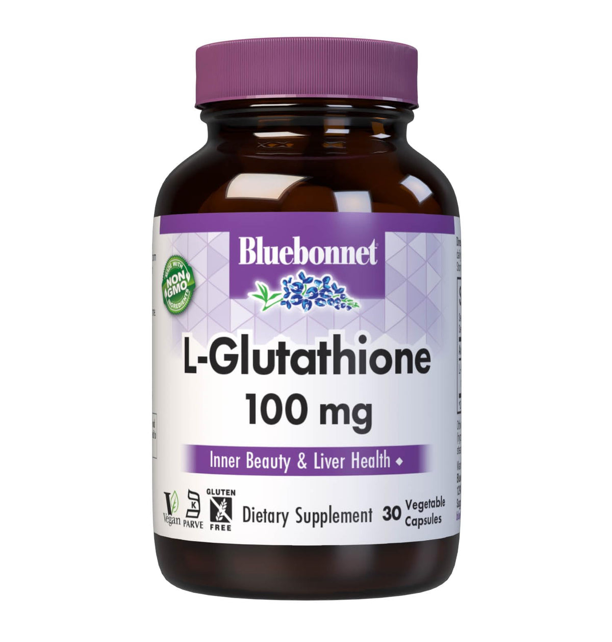 Bluebonnet L-Glutathione 100 mg β Free-Form, Vegan, Soy & Gluten Free (30 Veg Capsules)