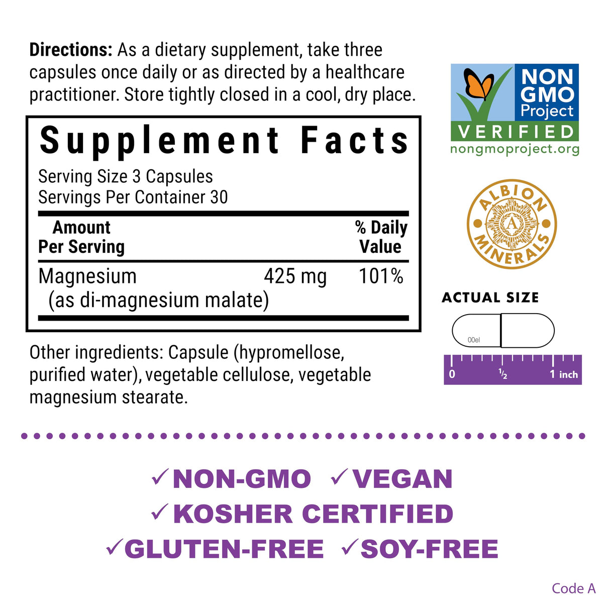 Bluebonnet Nutrition Magnesium Malate Vegetable Capsules - Supports Energy, Muscle & Joint Health - Non-GMO, Vegan, Kosher Certified, Gluten-Free, 90 Count