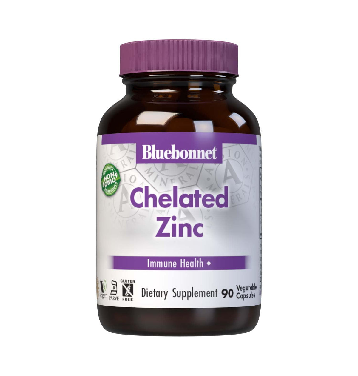 Bluebonnet Albion Chelated Zinc 30 mg β Immune Support & Enzyme Function | 90 Veg Capsules