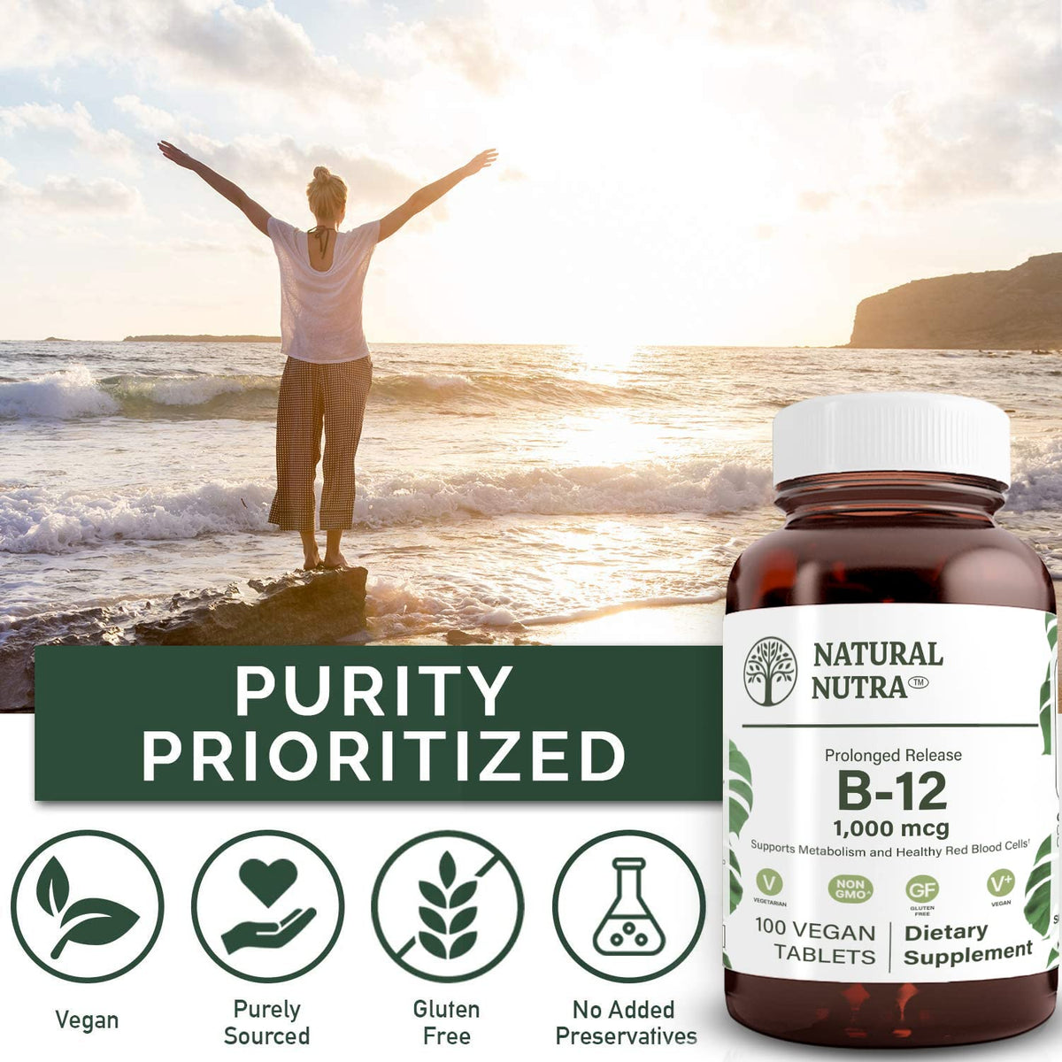 Natural Nutra Vegan Methyl B12 1000mcg β Energy, Immunity & Brain Health
