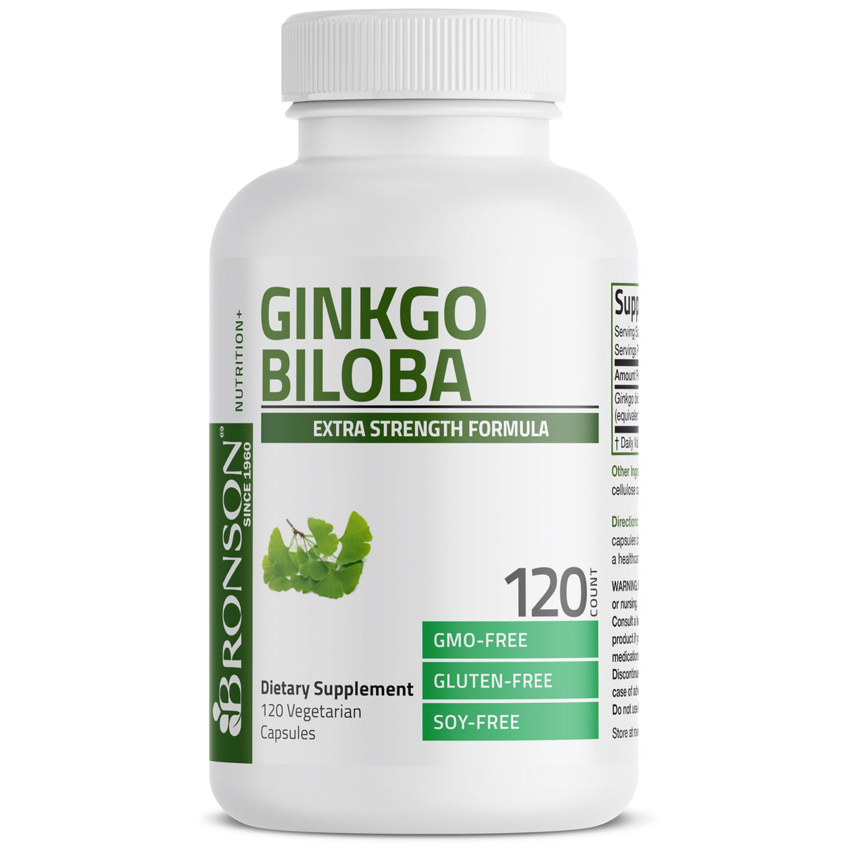 Bronson Ginkgo Biloba Extra Strength - Brain Function & Memory Support, 120 Vegetarian Capsules