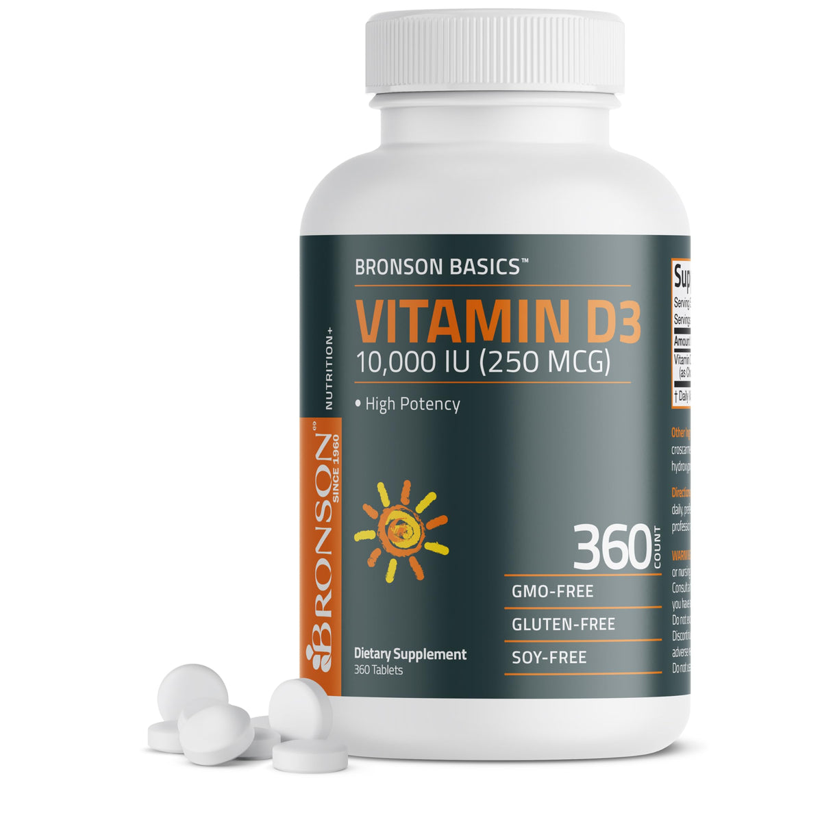 Bronson Vitamin D3 10,000 IU (250mcg) β 360 Tablets, 1 Year Supply | Immune Support & Muscle Function