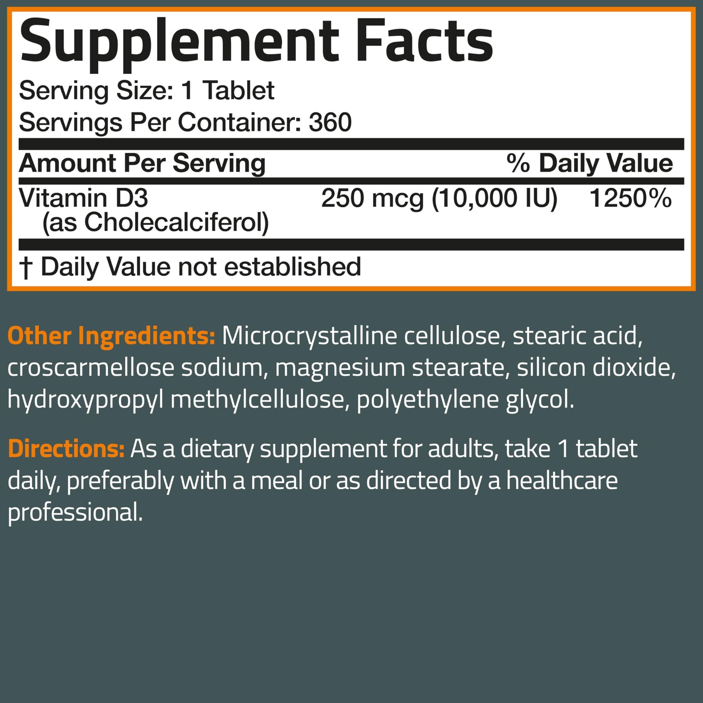 Bronson Vitamin D3 10,000 IU (250mcg) – 360 Tablets, 1 Year Supply | Immune Support & Muscle Function