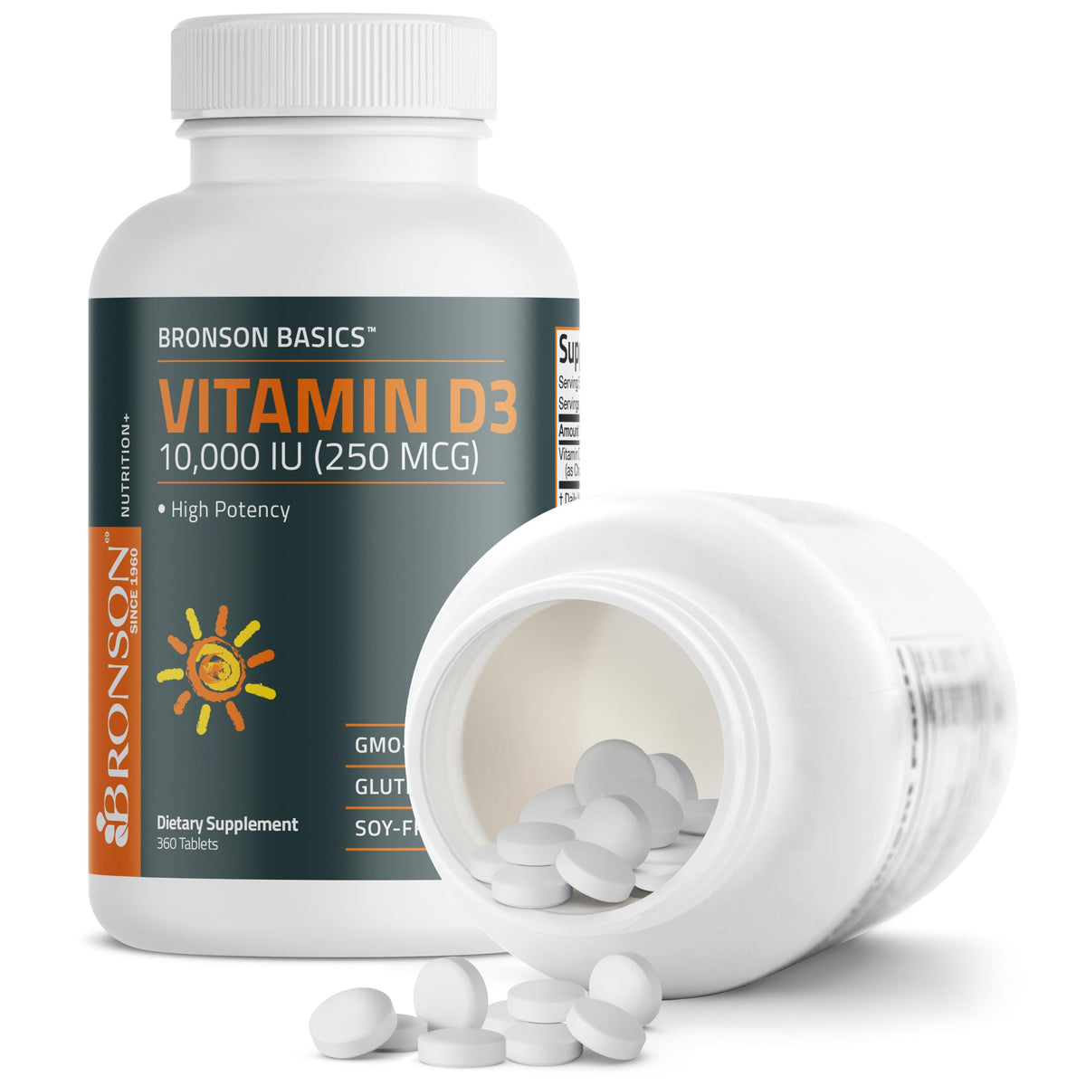 Bronson Vitamin D3 10,000 IU (250mcg) β 360 Tablets, 1 Year Supply | Immune Support & Muscle Function