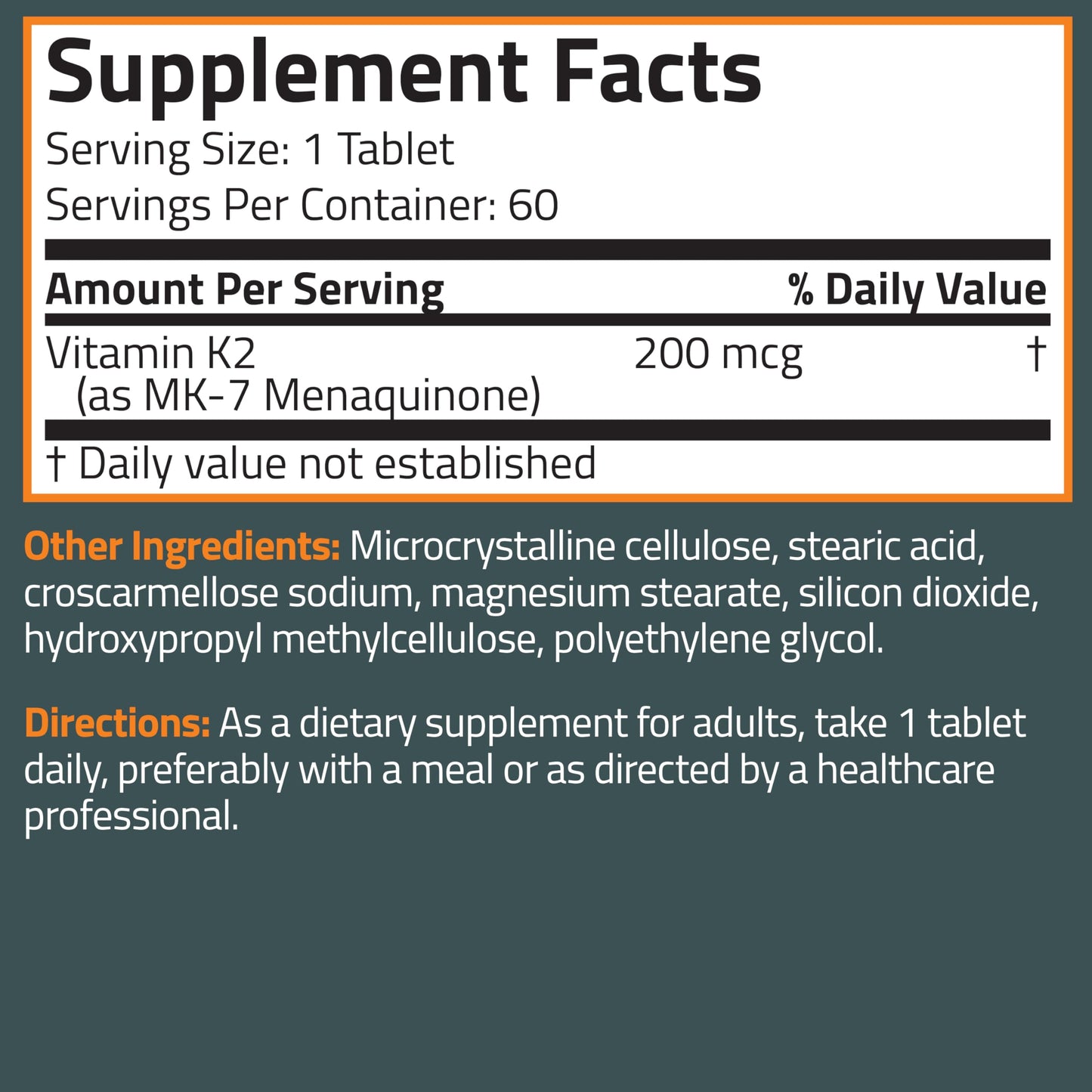 Bronson Vitamin K2 MK-7 200 mcg Extra Strength – 60 Vegetarian Tablets