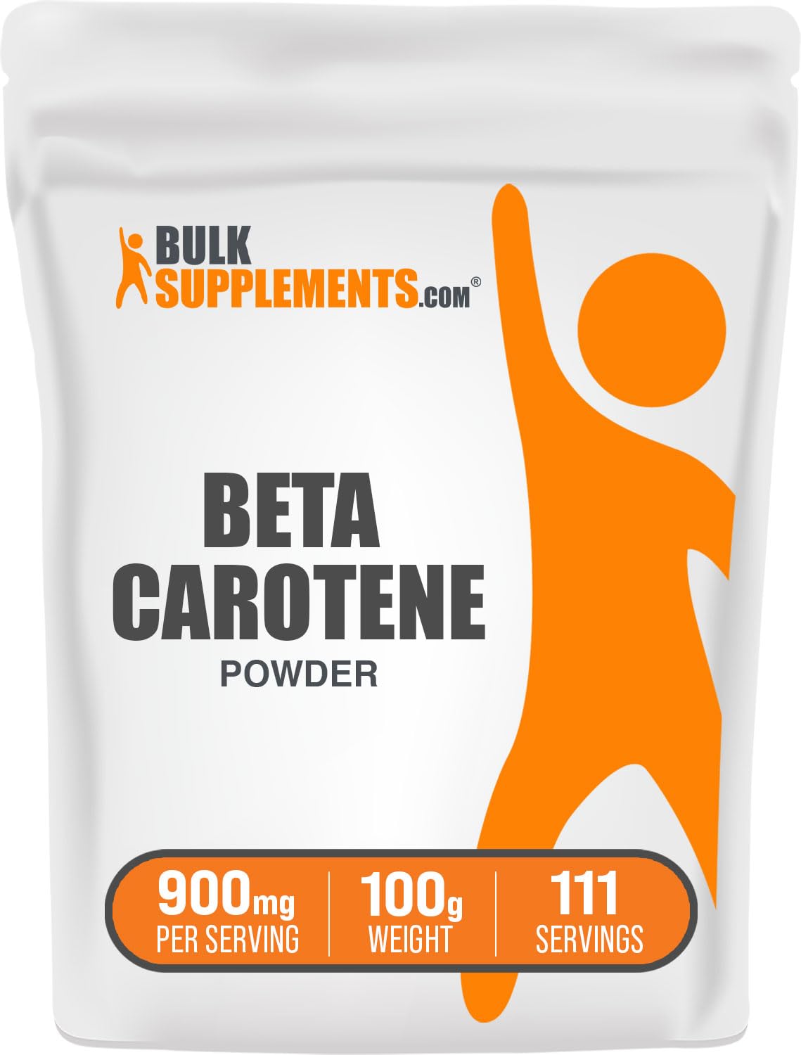 مسحوق بيتا كاروتين من BulkSupplements - دعم فيتامين أ لصحة المناعة والبصر | خالٍ من الغلوتين، 900 ملغ لكل جرعة، 100 غرام (عبوة واحدة)