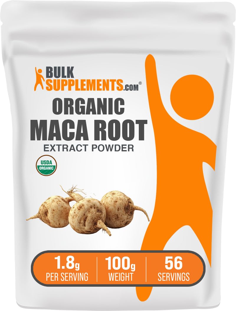 BulkSupplements Organic Maca Root Extract Powder β 100g, Vegan & Gluten Free | 1.8 g per Serving