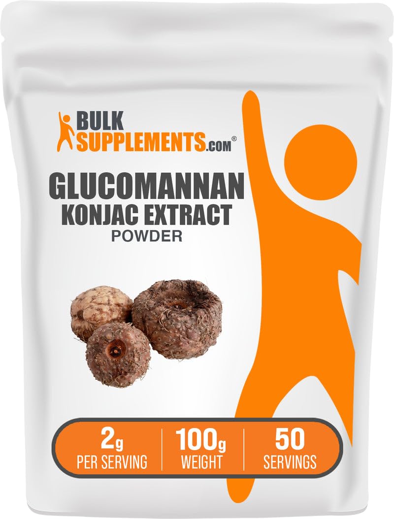 مسحوق جلوكومانان (مستخلص جذور الكونجاك) - BulkSupplements.com | خالٍ من الجلوتين، 2 جرام لكل حصة، 100 جرام
