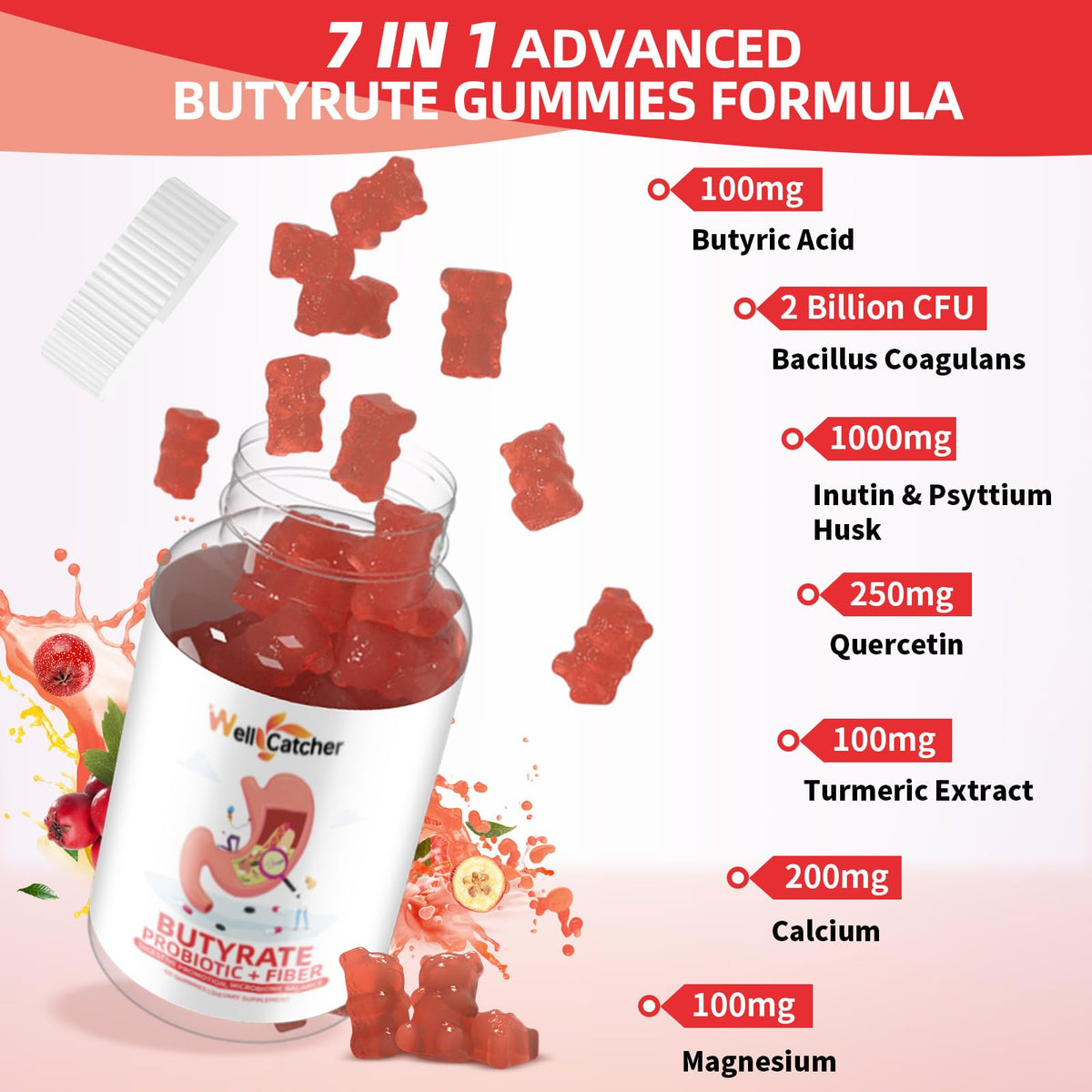 Butyrate Gummies for Gut Health with Probiotic & Prebiotic Fiber – Sugar Free & Vegan