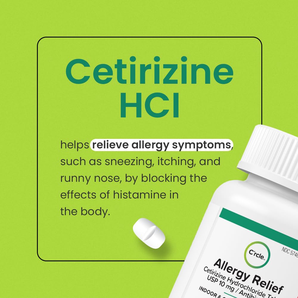 C'rcle Cetirizina HCL 10mg 365 Compresse — Sollievo dalle allergie per 24 ore senza sonnolenza