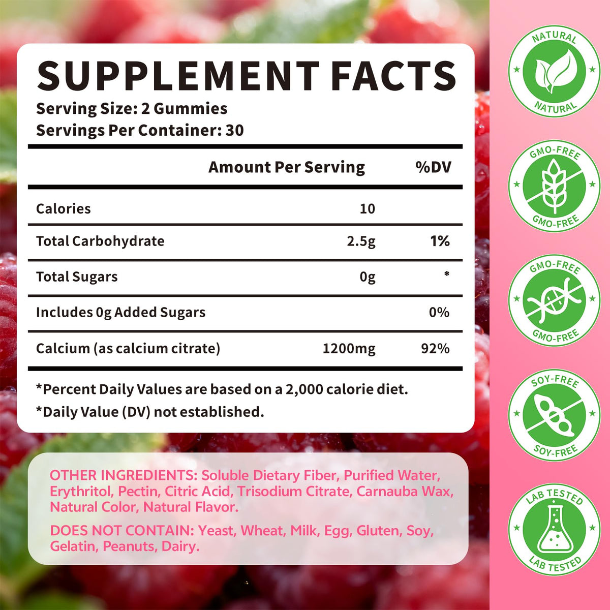 Calcium Citrate Gummies 1200mg β 60 Count | Adults & Kids