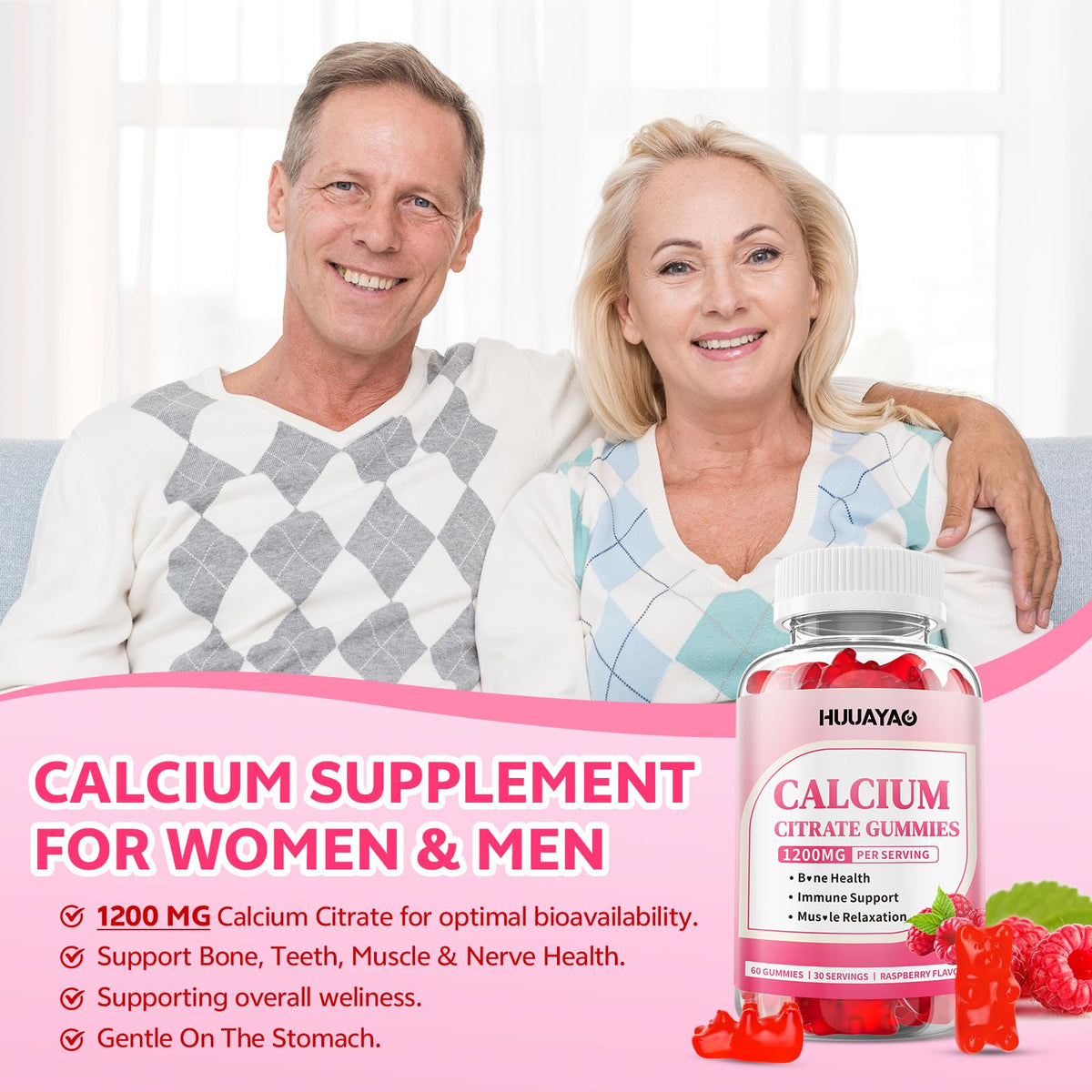 Calcium Citrate Gummies 1200mg β 60 Count | Adults & Kids