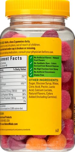 Nature Made Calcium Gummies 500 mg + فيتامين د3 – 80 علكة، إمداد يكفي 40 يومًا