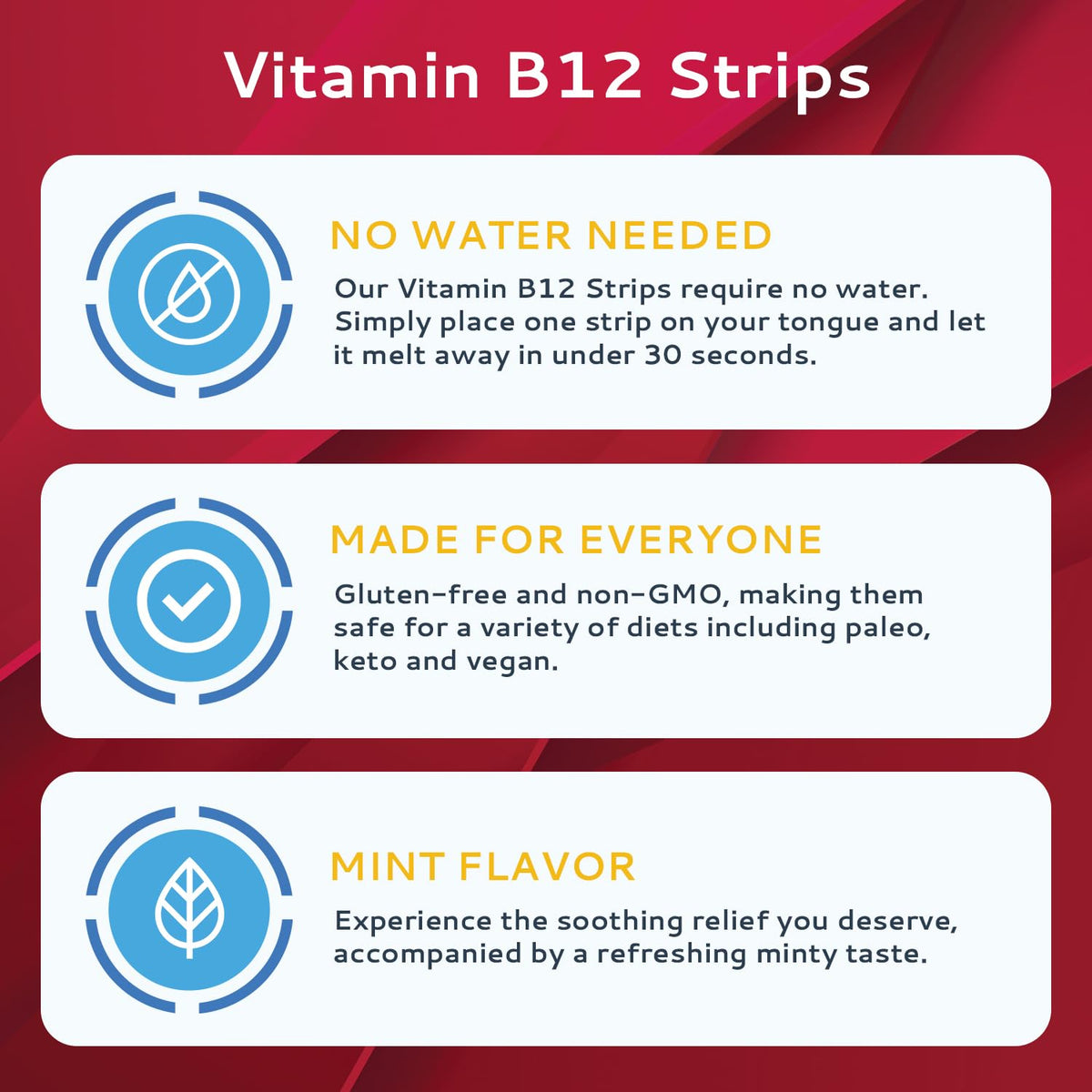 CALMOUR Vitamin B12 Strips 10 Pack β 1500 mcg, Mint, Vegan & Gluten Free
