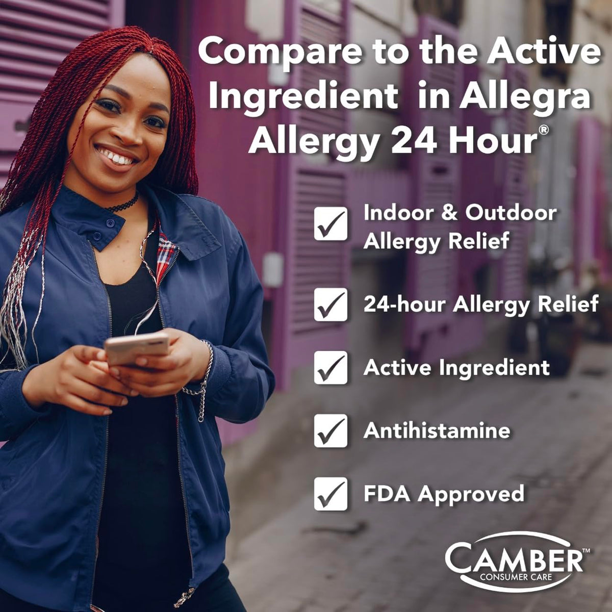 Camber Fexofenadine Sollievo dall'allergia non-sedativo 24 ore - 100 compresse