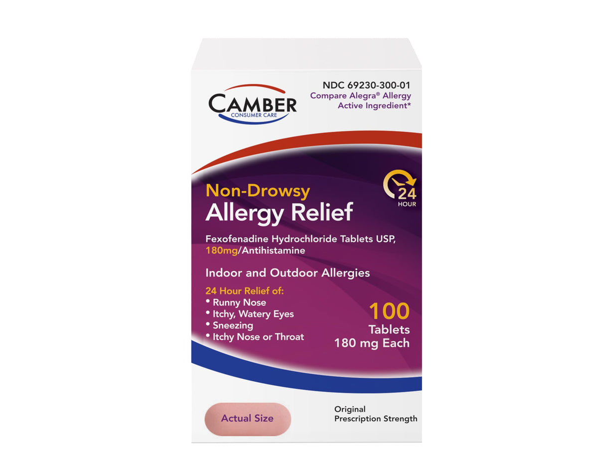 Camber Fexofenadine Sollievo dall'allergia non-sedativo 24 ore - 100 compresse
