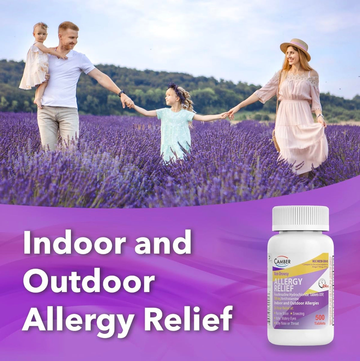 Camber Fexofenadine Sollievo dall'allergia non-sedativo 24 ore - 100 compresse