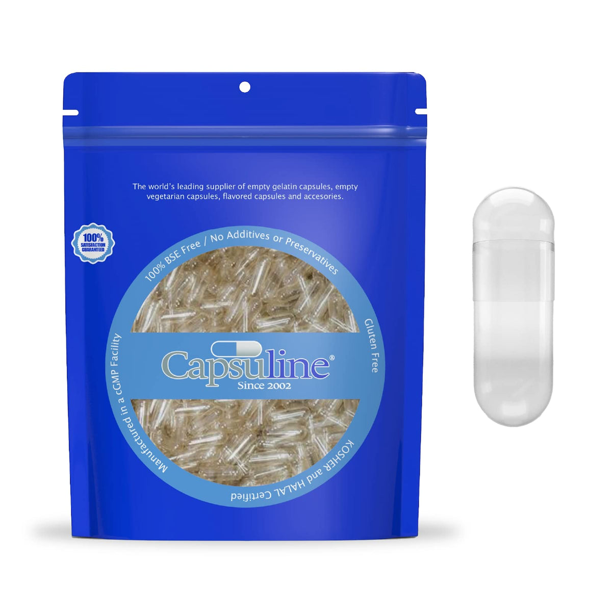 Capsuline Capsule Vuote in Gelatina Misura 000 – Confezione da 5000, Certificate Kosher, Senza Glutine e Non-OGM, Trasparenti