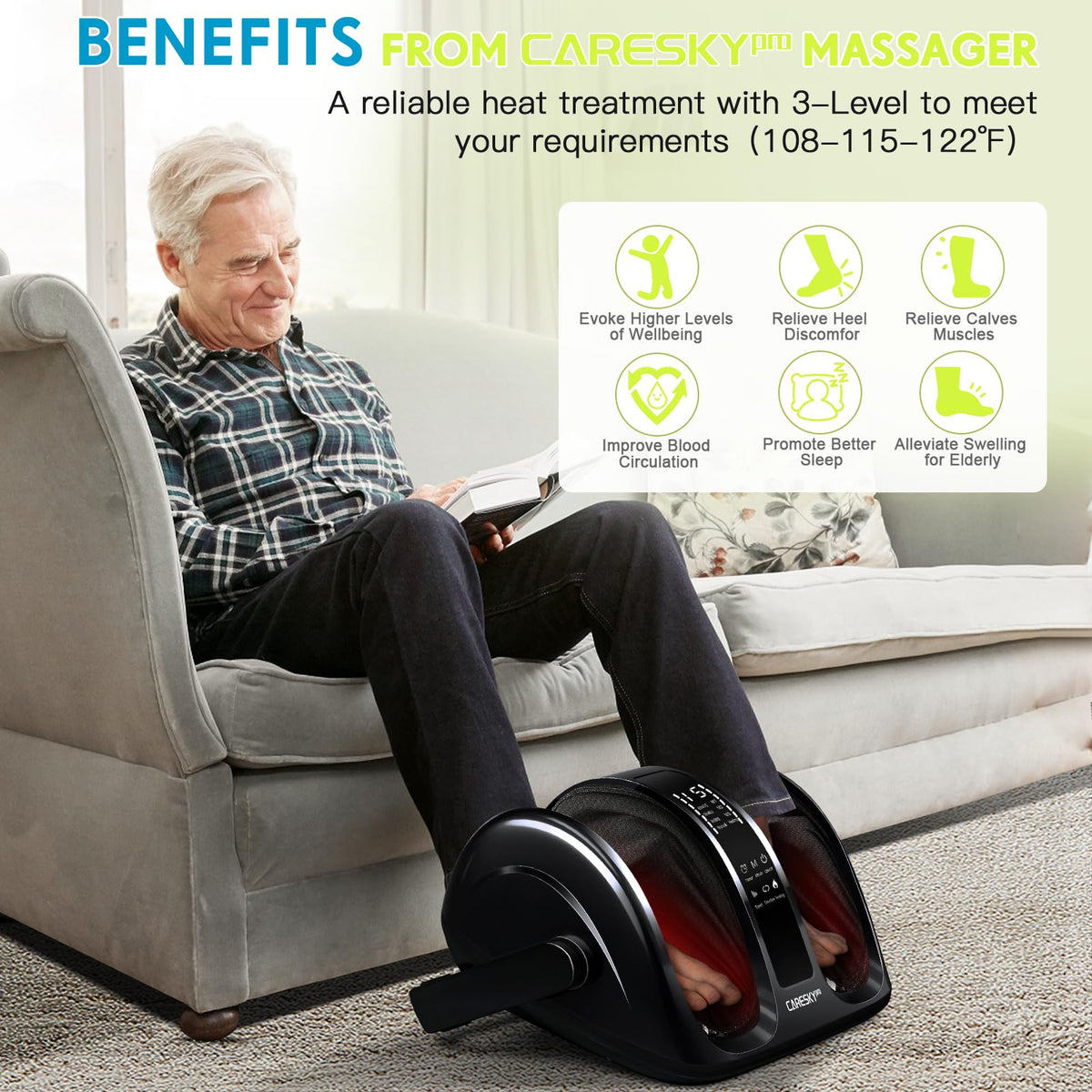 CARESKYpro Foot Massager β Deep Kneading, Heat Therapy, Circulation Support