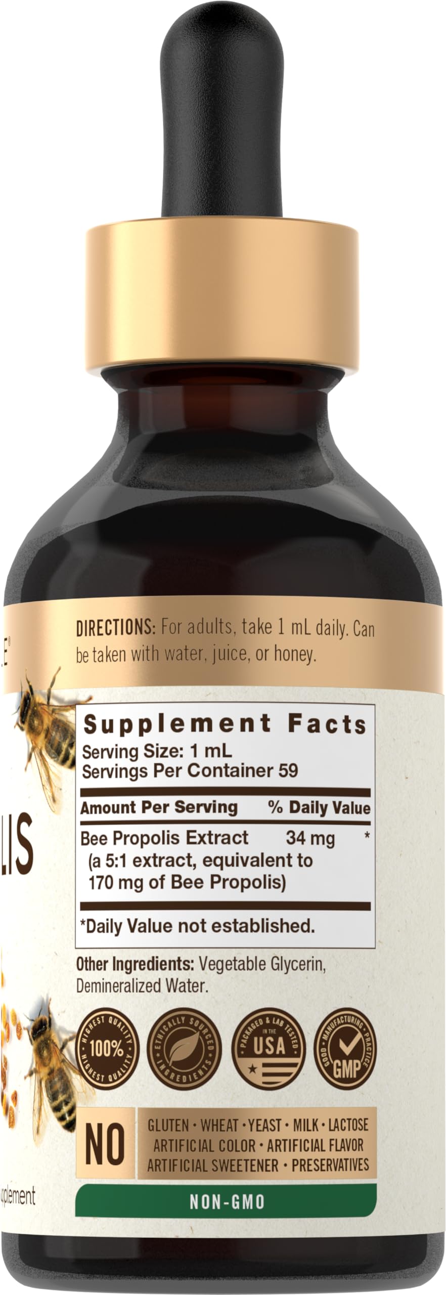 Carlyle Bee Propolis Tincture Drops | 2 Fl Oz | Liquid Extract | Non-GMO, Gluten Free Supplement