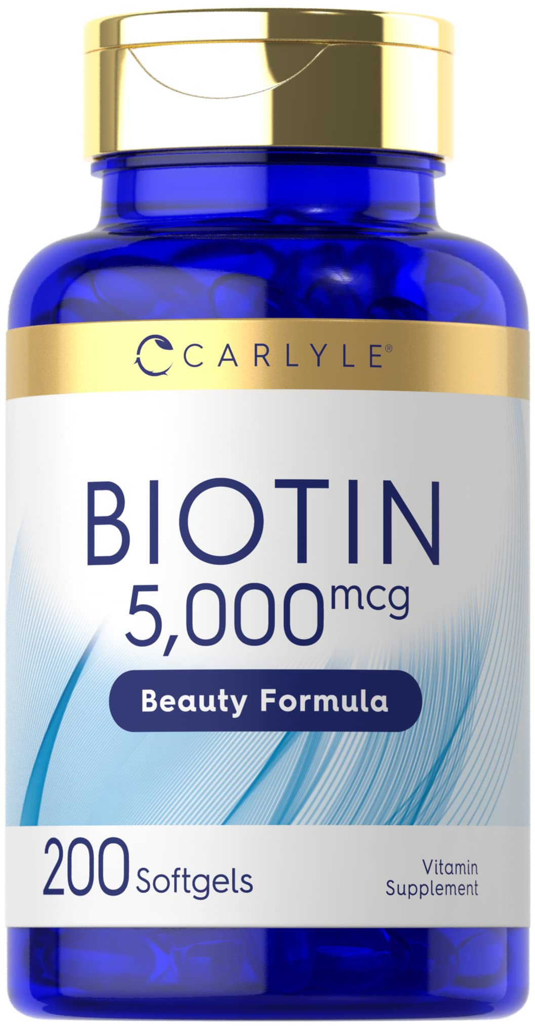 Carlyle Biotin 5000mcg Softgels β 200 Count | Hair, Skin & Nails Vitamin | Non-GMO, Gluten Free