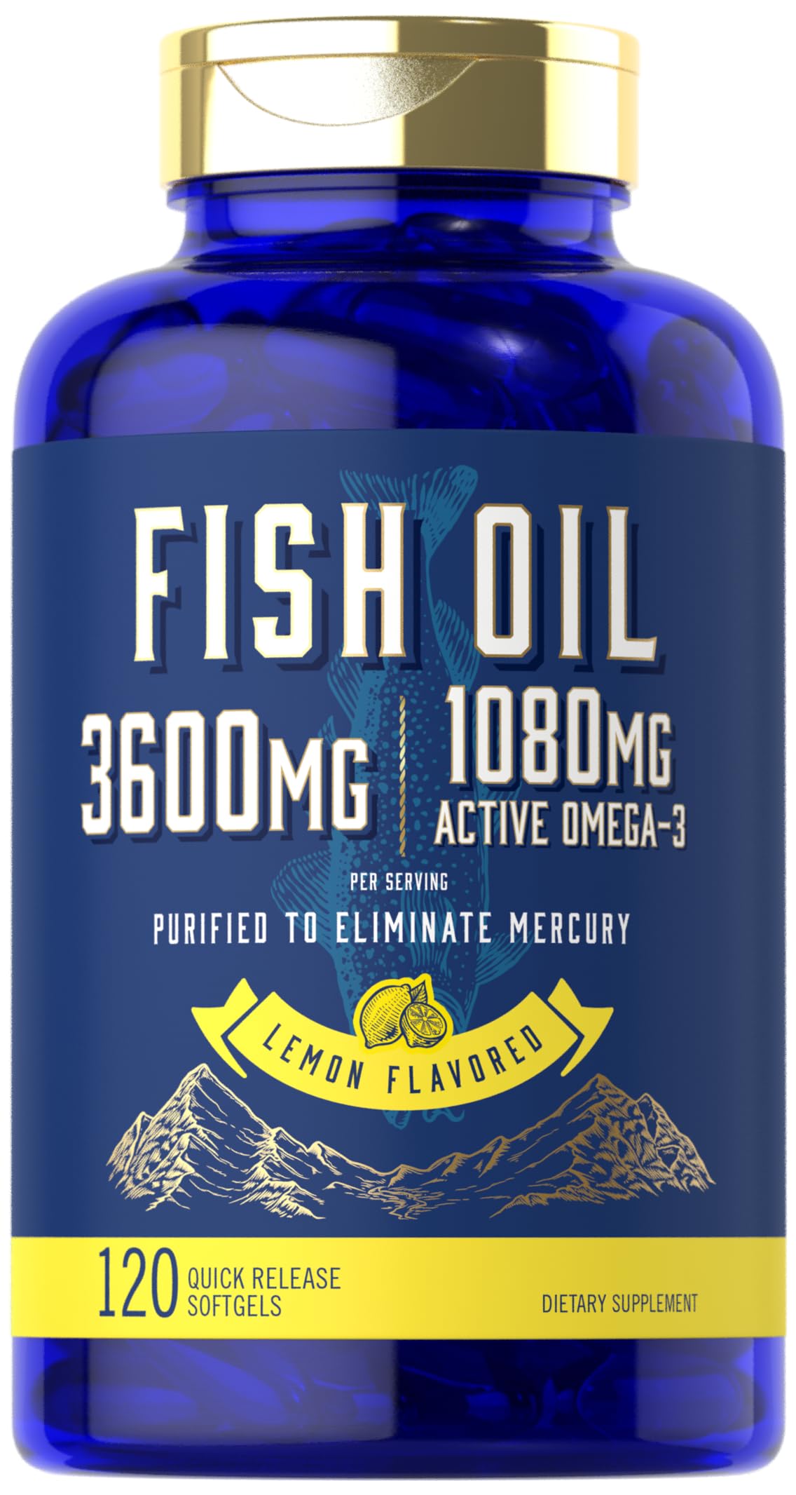 Carlyle Fish Oil 3600mg β 1080mg Omega-3, 120 Count, Non-GMO