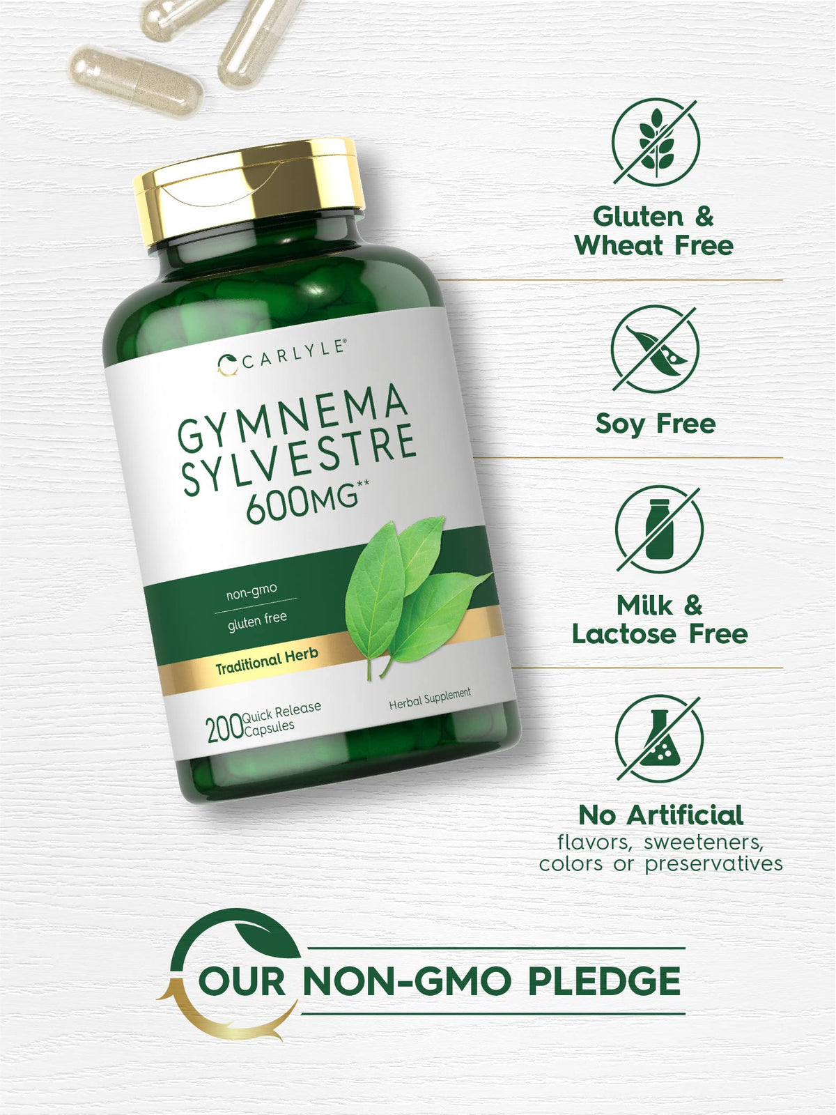 Carlyle Gymnema Sylvestre 600mg Capsules – 200 Count | Non-GMO & Gluten Free