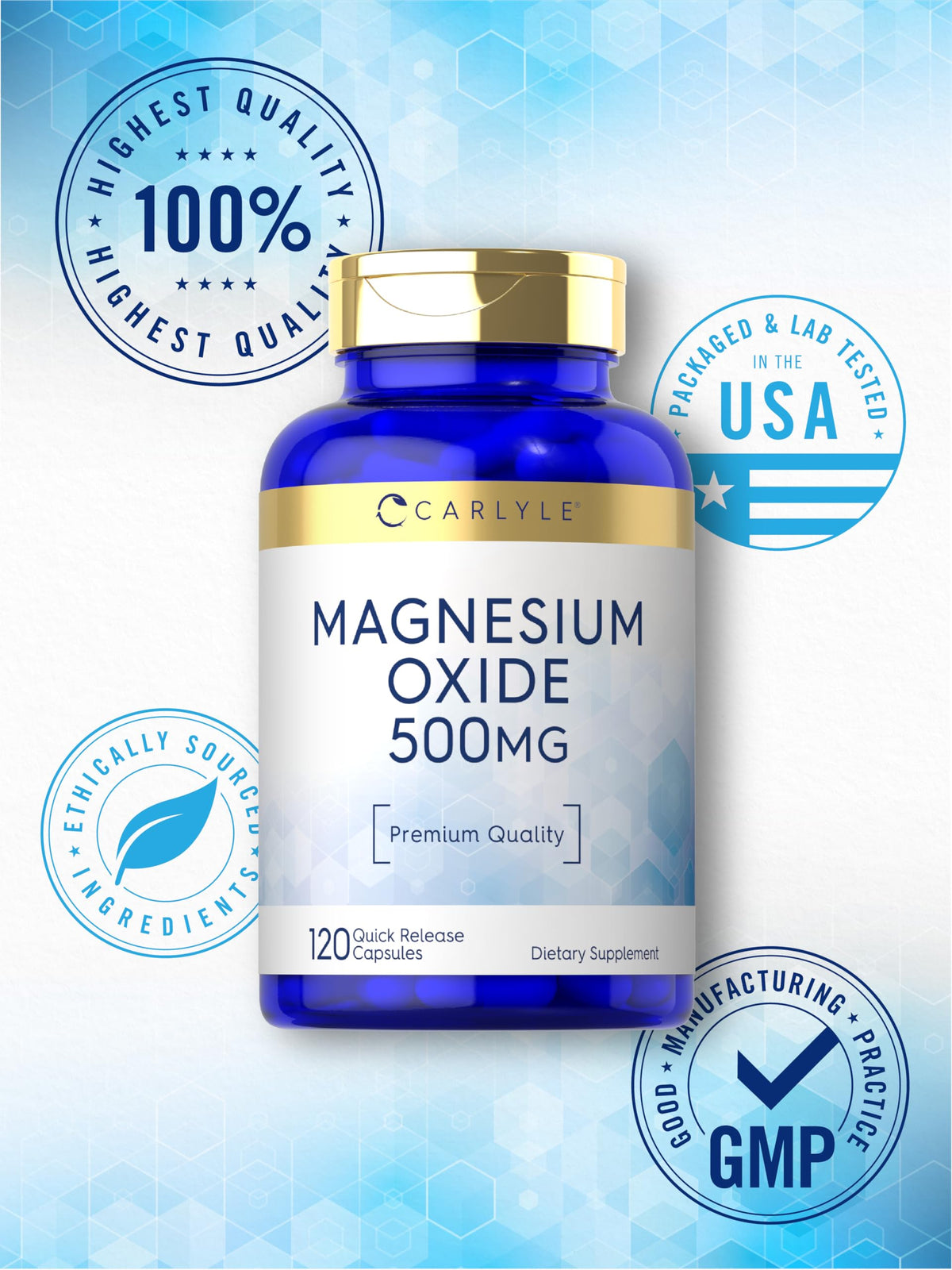 كارلايل أكسيد المغنيسيوم 500 ملجم - 120 كبسولة | غير معدّل وراثيًا وخالي من الغلوتين