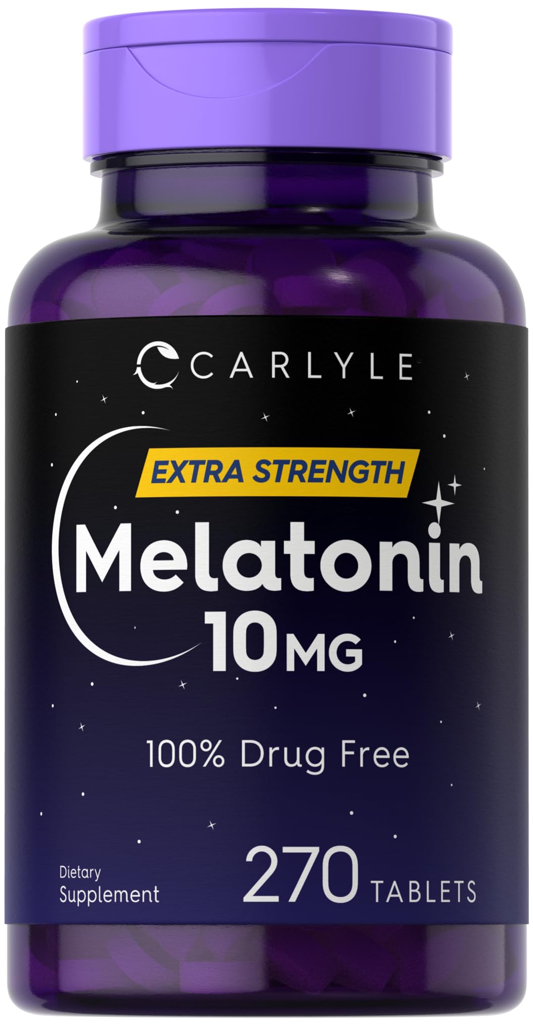 Carlyle Melatonin 10mg – 270 كبسولة | إل-ثيانين | نباتي، غير معدل وراثيًا، خالي من الغلوتين