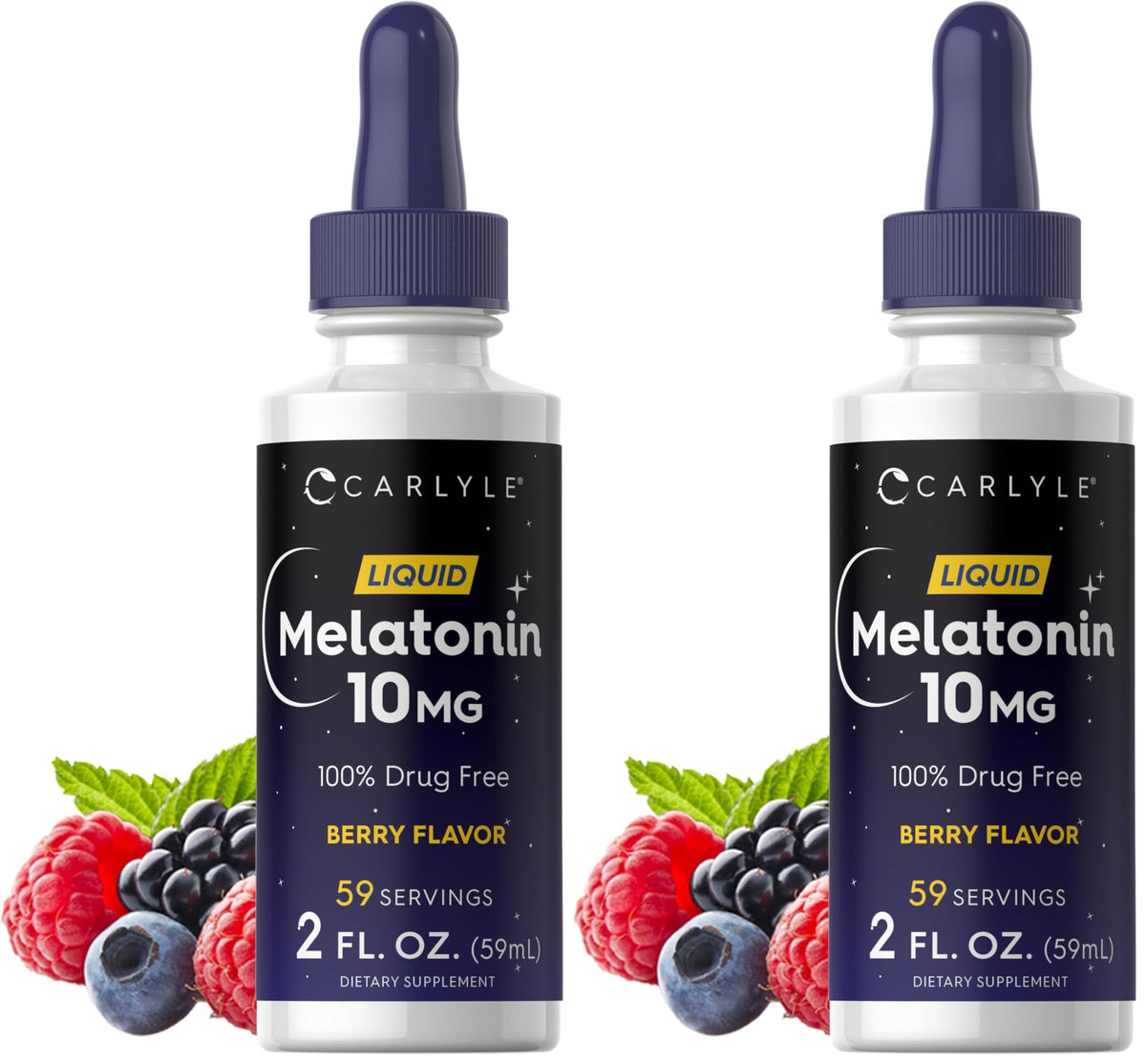 Carlyle Melatonin 10mg Liquid Drops – Berry Flavor, 2 fl oz, Non-GMO, Vegetarian (Pack of 2)