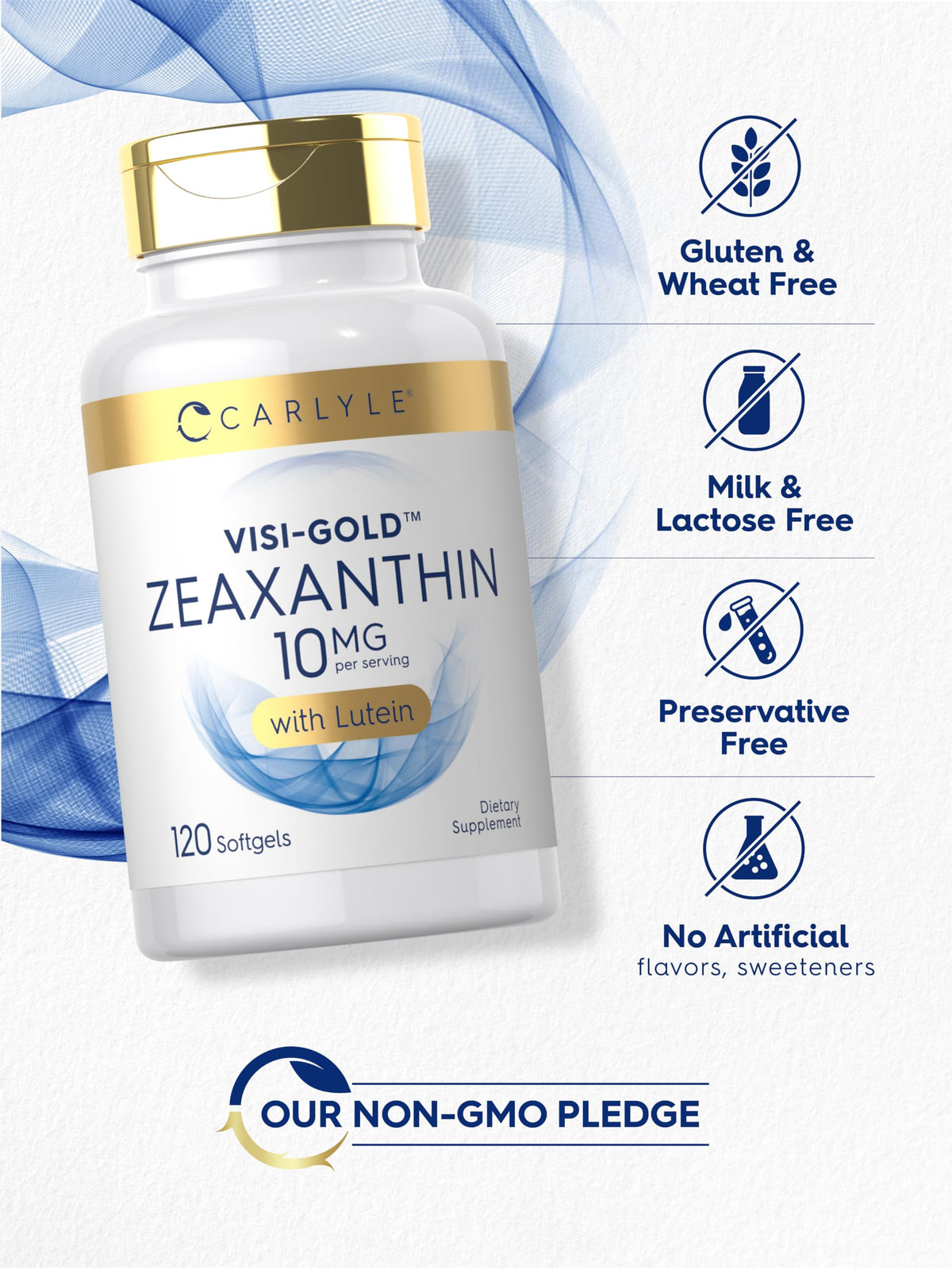 Carlyle Zeaxanthin 10mg | 120 كبسولة هلامية – صحة العين مع اللوتين | غير معدل وراثيًا، خالٍ من الغلوتين