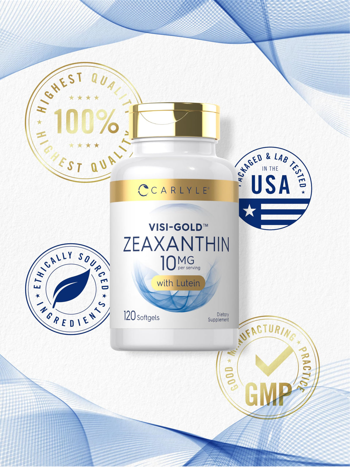 Carlyle Zeaxanthin 10mg | 120 كبسولة هلامية – صحة العين مع اللوتين | غير معدل وراثيًا، خالٍ من الغلوتين