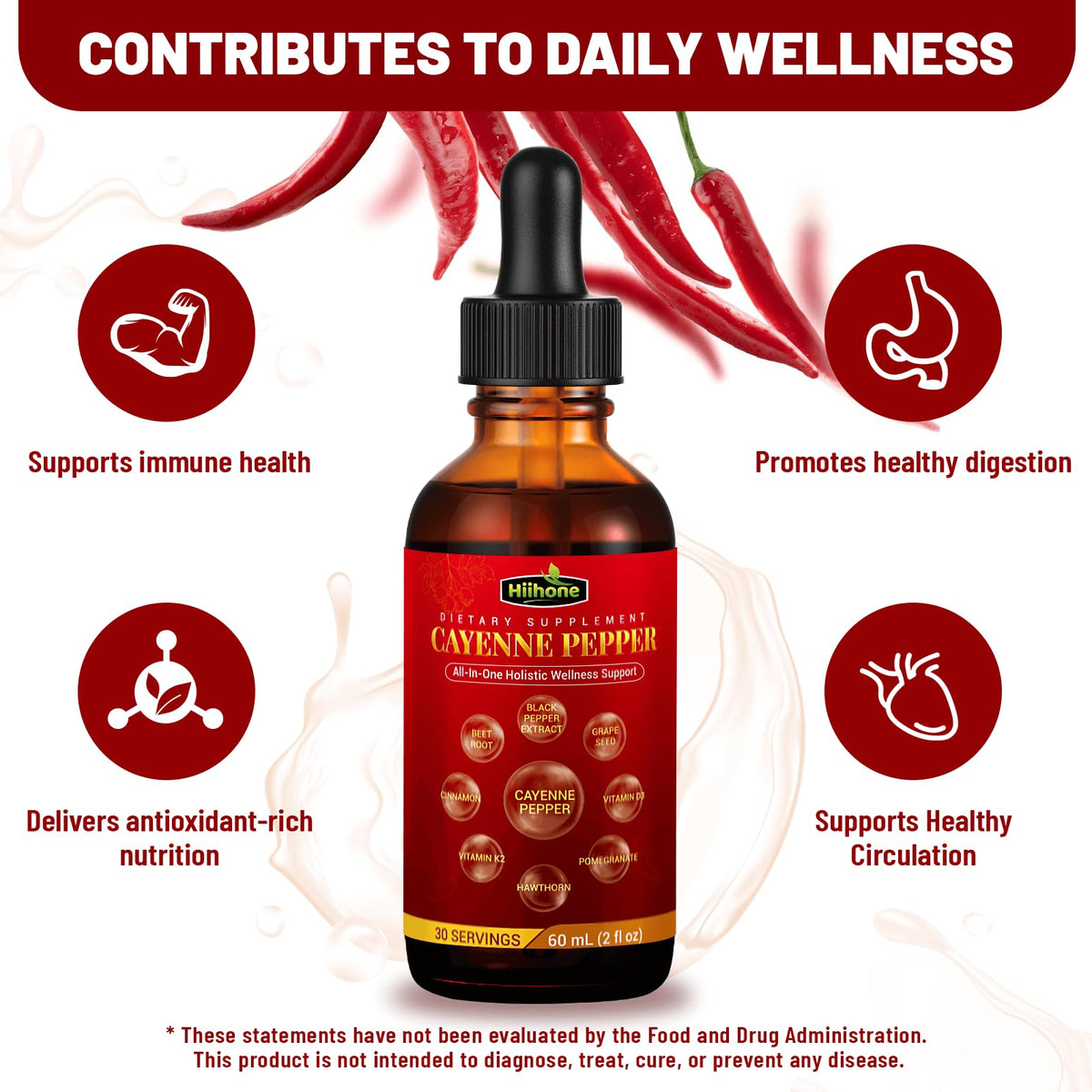 (2 Packs) 10-in-1 Cayenne Pepper Drops β Herbal Digestive & Immune Support β 4 Fl Oz