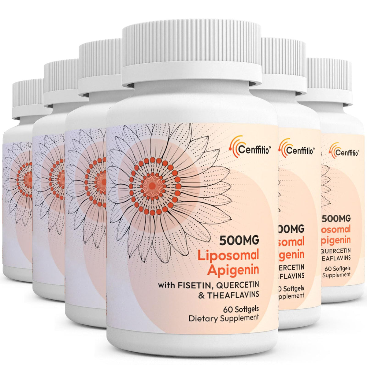 Cenffitio Liposomal Apigenin 500mg Softgels β Sleep Support & Senolytic Blend (12-Month Supply)