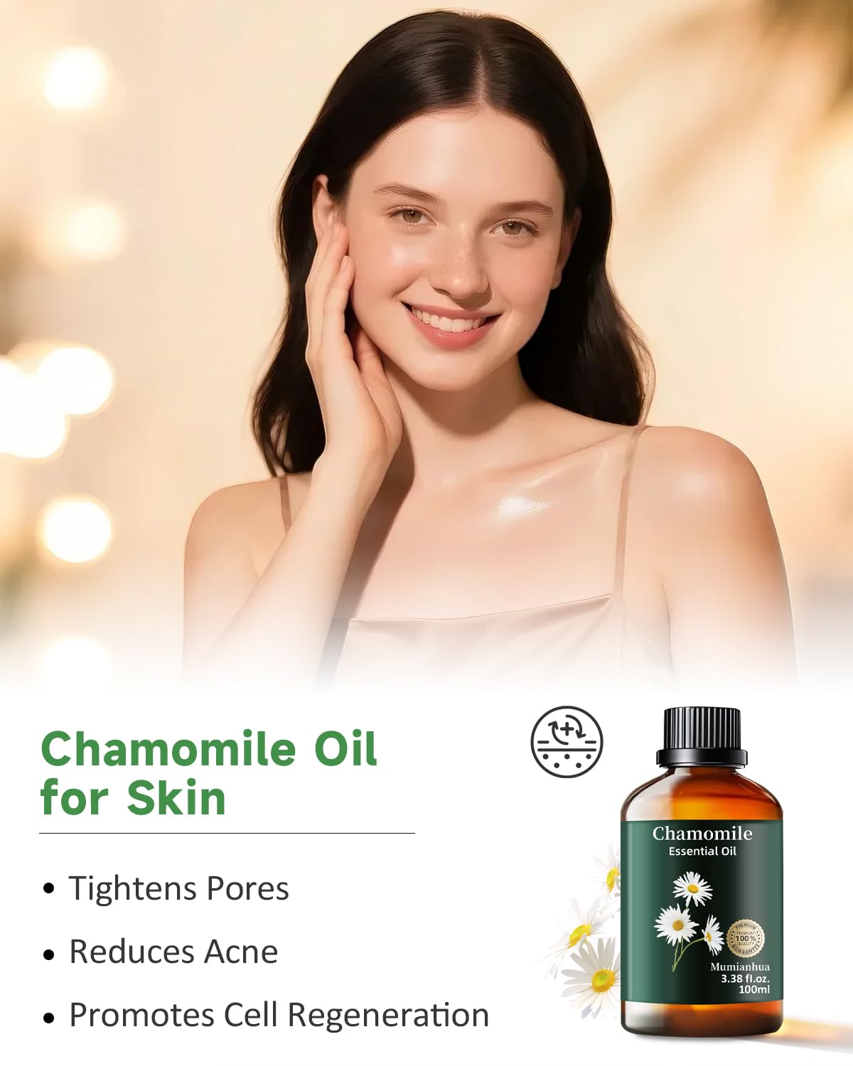 Chamomile Essential Oil Pure β Mumianhua Therapeutic Grade (3.38 oz)